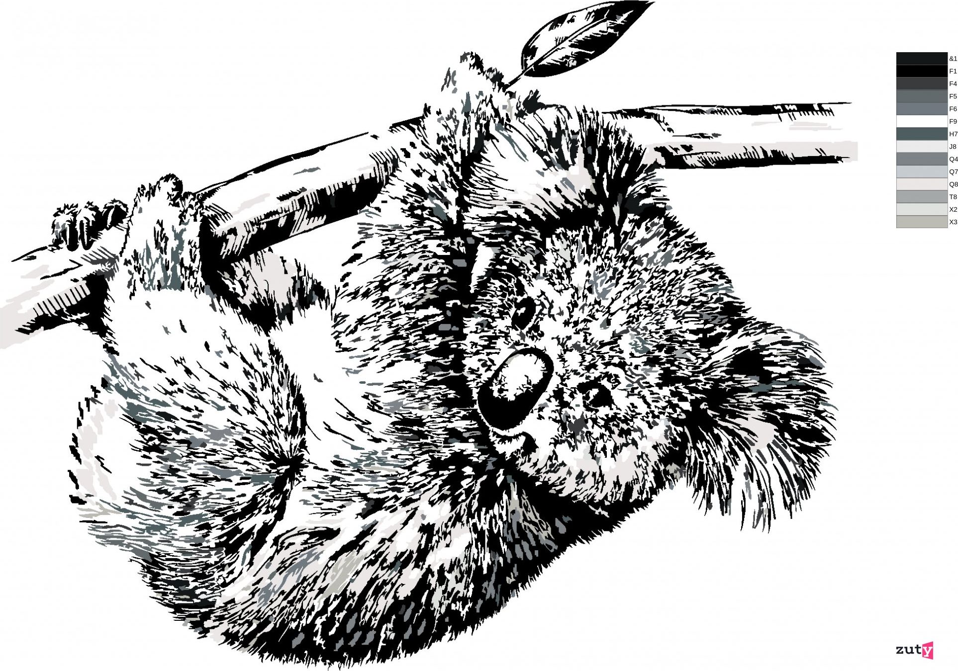 zuty Malování podle čísel - ČERNOBÍLÁ KOALA - Rozměr: 40x50 cm, Rámování: Varianta: bez rámu a bez vypnutí plátna - obrázek 2