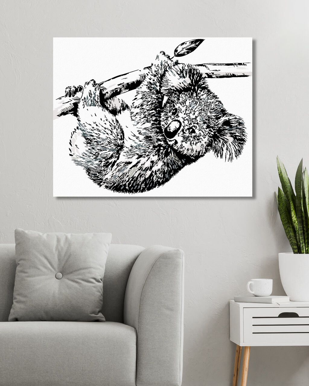 zuty Malování podle čísel - ČERNOBÍLÁ KOALA - Rozměr: 40x50 cm, Rámování: Varianta: vypnuté plátno na rám - obrázek 3