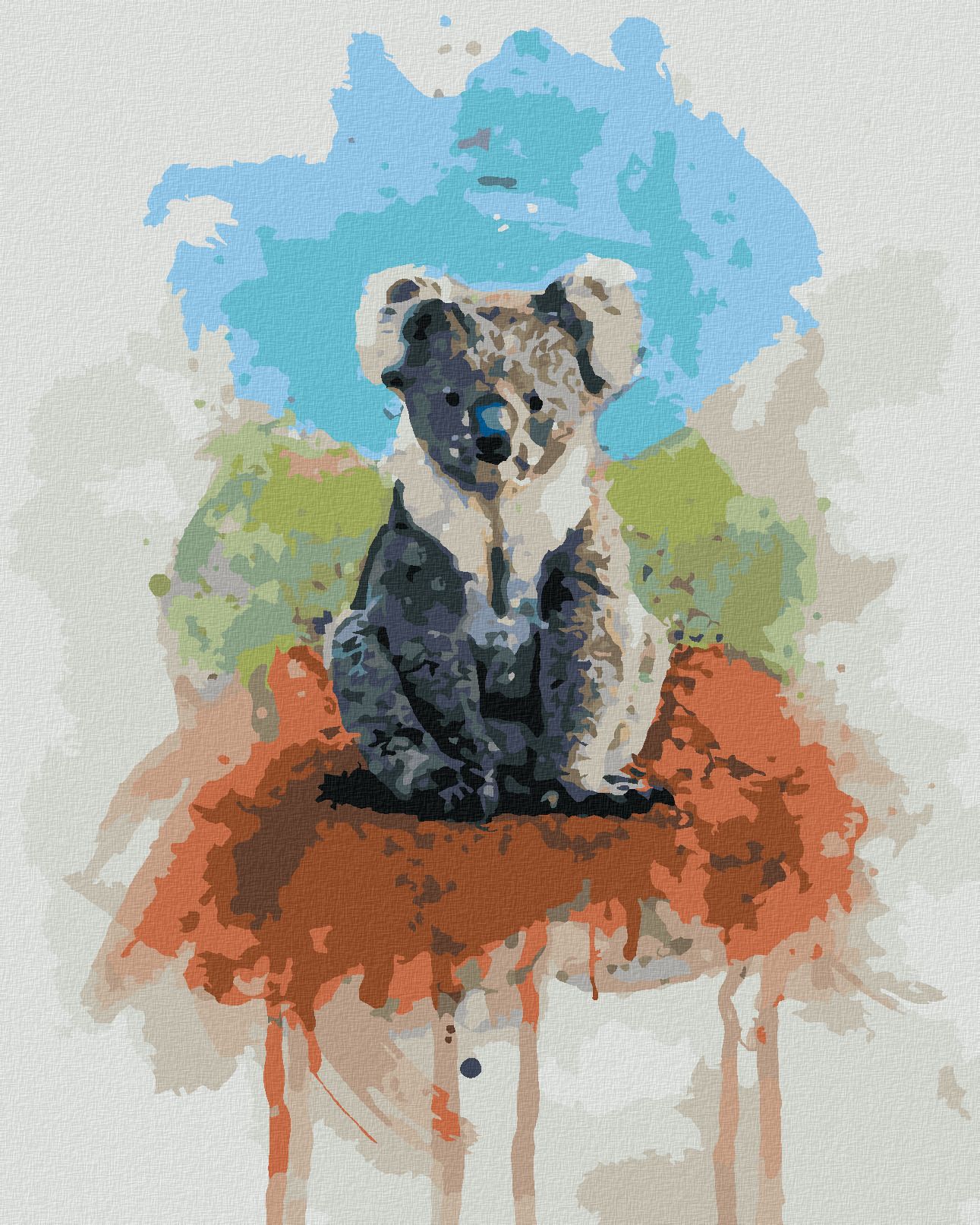zuty Malování podle čísel - KOALA NA BAREVNÉM POZADÍ - Rozměr: 40x50 cm, Rámování: Varianta: bez rámu a bez vypnutí plátna - obrázek 1