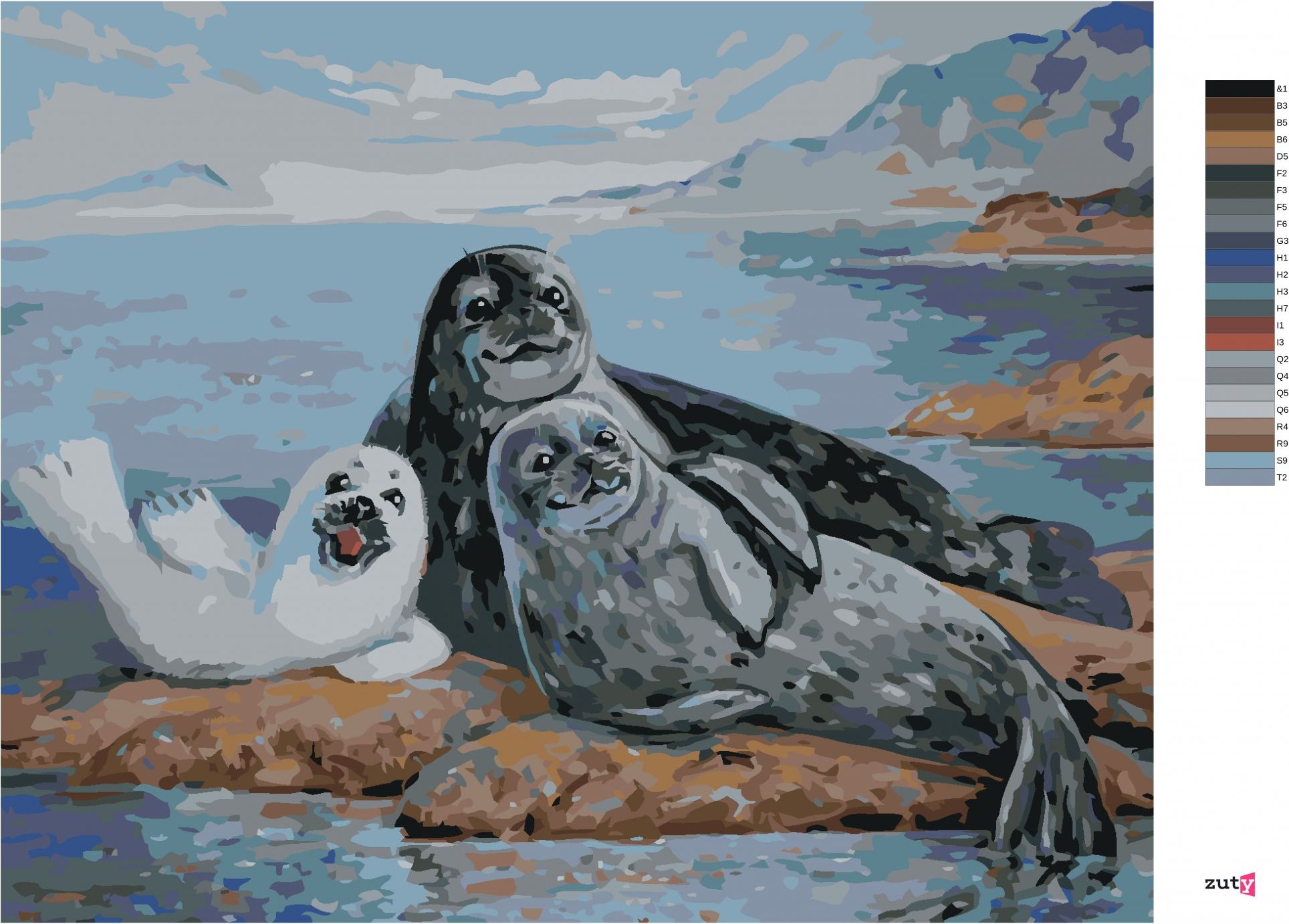zuty Malování podle čísel - RODINA TULEŇŮ - Rozměr: 40x50 cm, Rámování: Varianta: bez rámu a bez vypnutí plátna - obrázek 6