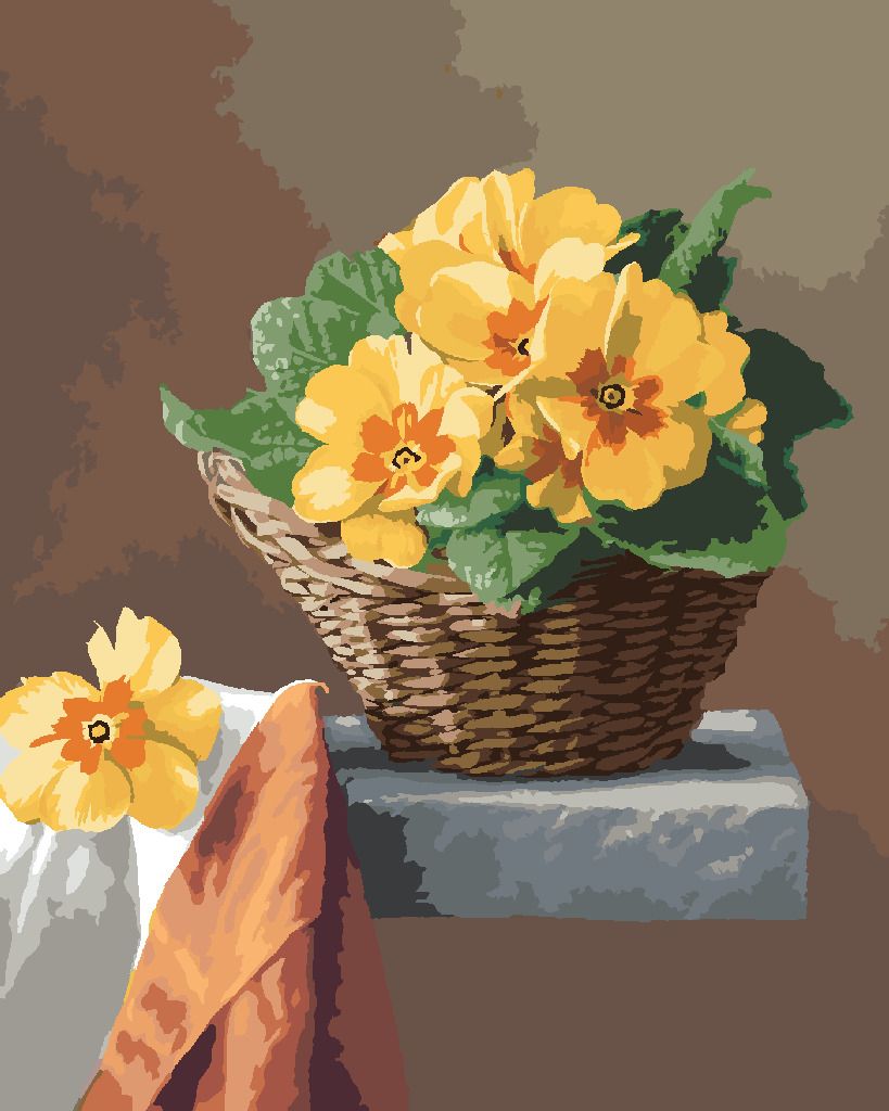 zuty Malování podle čísel - ZÁTIŠÍ PRVOSENKA V PROUTĚNÉM KOŠÍKU (PIETER WAGEMANS) - Rozměr: 40x50 cm, Rámování: Varianta: vypnuté plátno na rám - obrázek 6