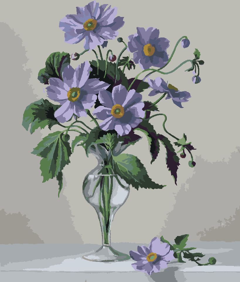 zuty Malování podle čísel - ZÁTIŠÍ SASANKA VE SKLENĚNÉ VÁZE (PIETER WAGEMANS) - Rozměr: 40x50 cm, Rámování: Varianta: bez rámu a bez vypnutí plátna - obrázek 8