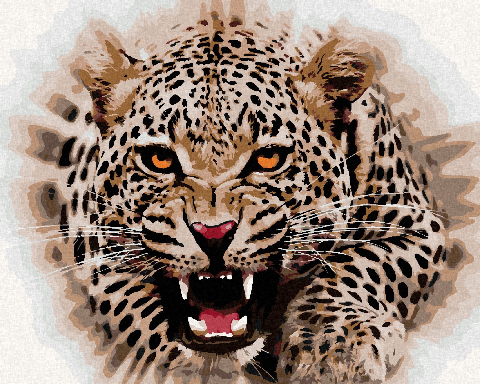 zuty Malování podle čísel - JAGUÁR ÚTOČÍ - Rozměr: 40x50 cm, Rámování: Varianta: bez rámu a bez vypnutí plátna - obrázek 1