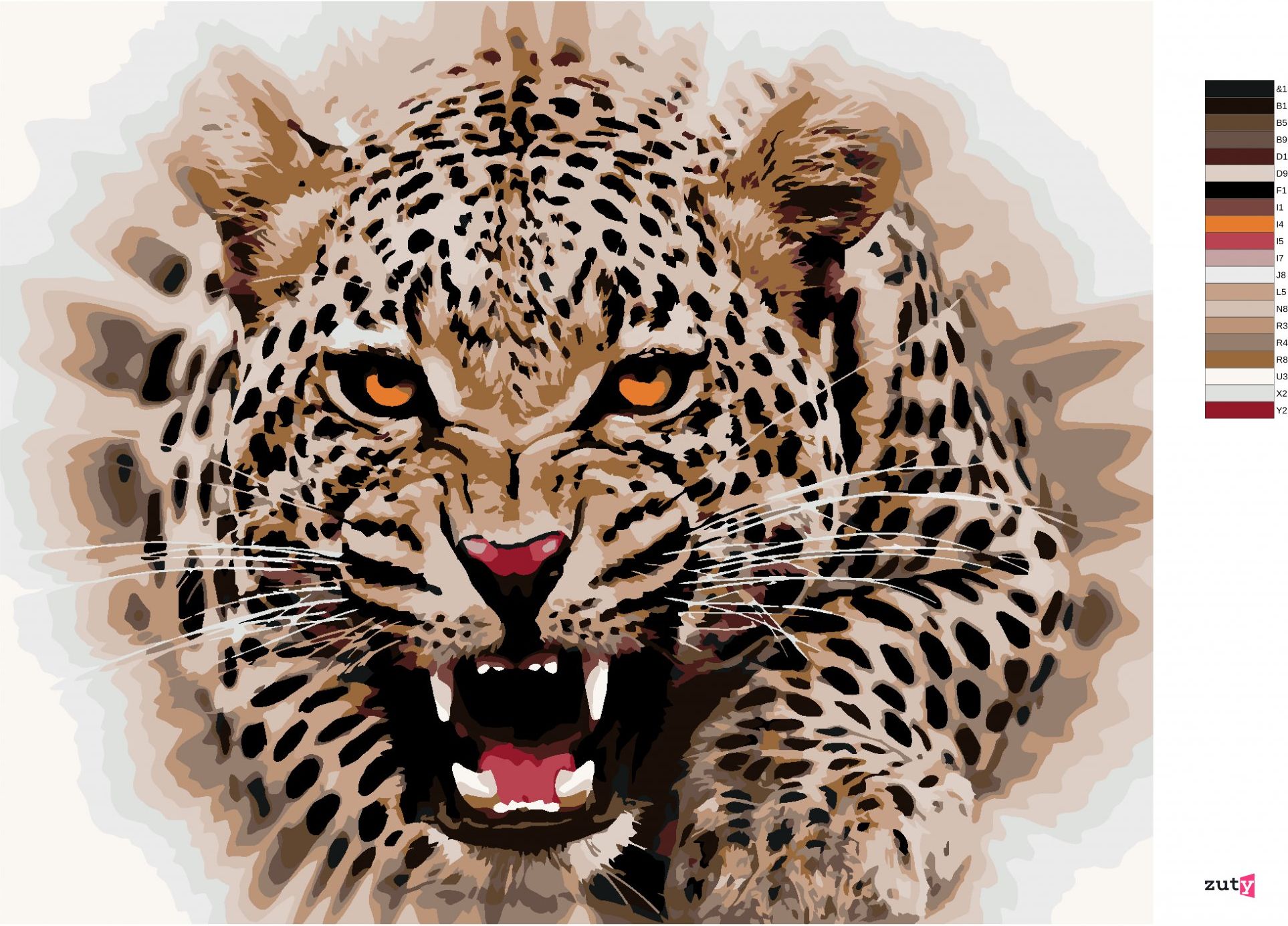 zuty Malování podle čísel - JAGUÁR ÚTOČÍ - Rozměr: 40x50 cm, Rámování: Varianta: bez rámu a bez vypnutí plátna - obrázek 5