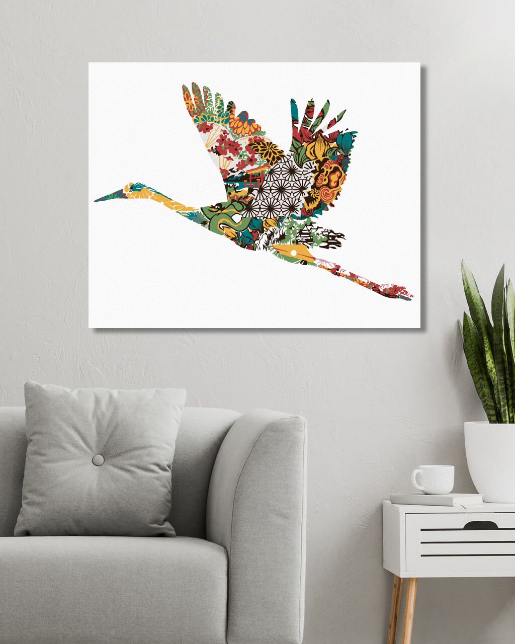 zuty Malování podle čísel - ČÁP S ORNAMENTY - Rozměr: 40x50 cm, Rámování: Varianta: vypnuté plátno na rám - obrázek 9