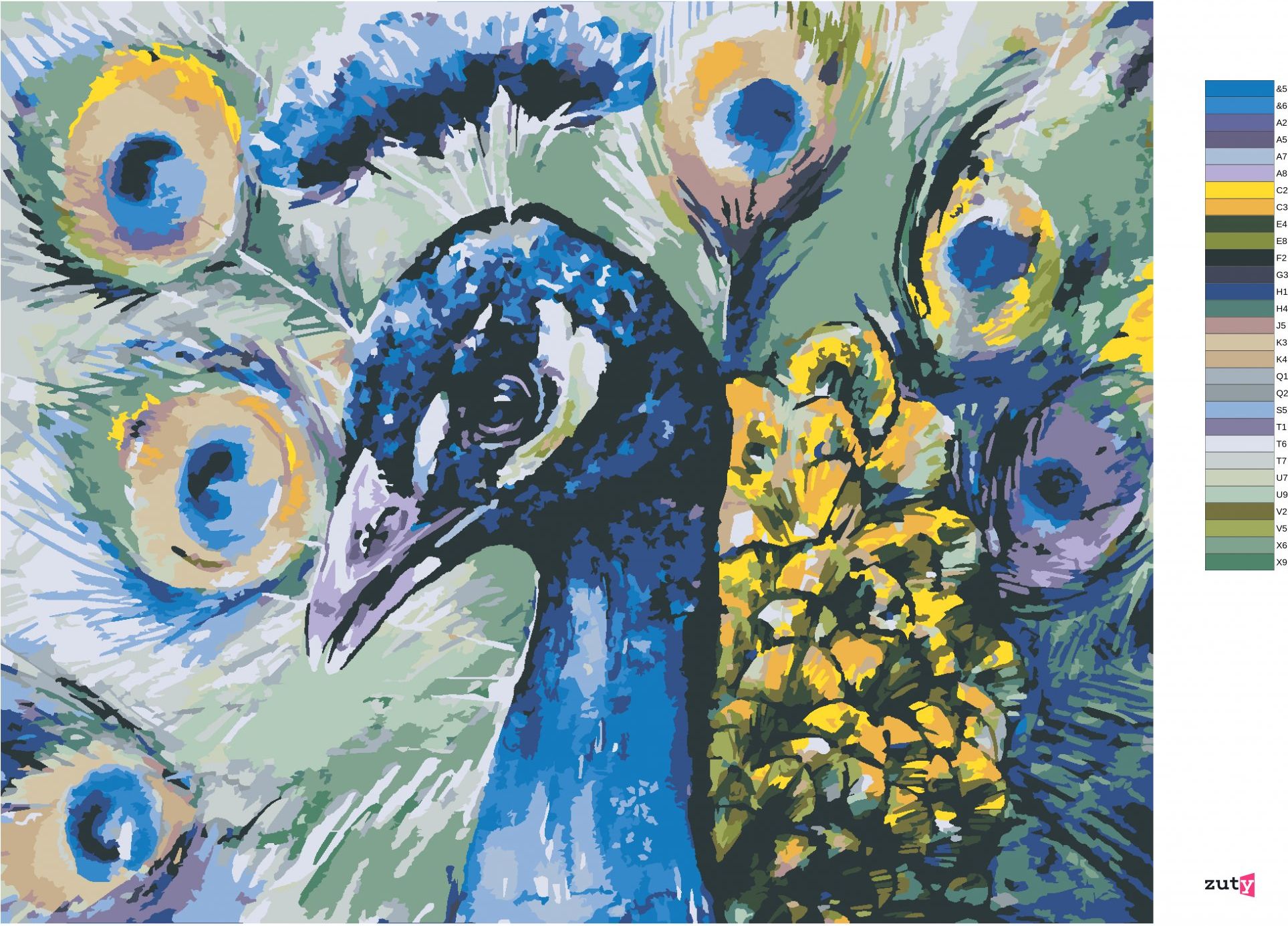 zuty Malování podle čísel - PÁV - Rozměr: 40x50 cm, Rámování: Varianta: vypnuté plátno na rám - obrázek 9