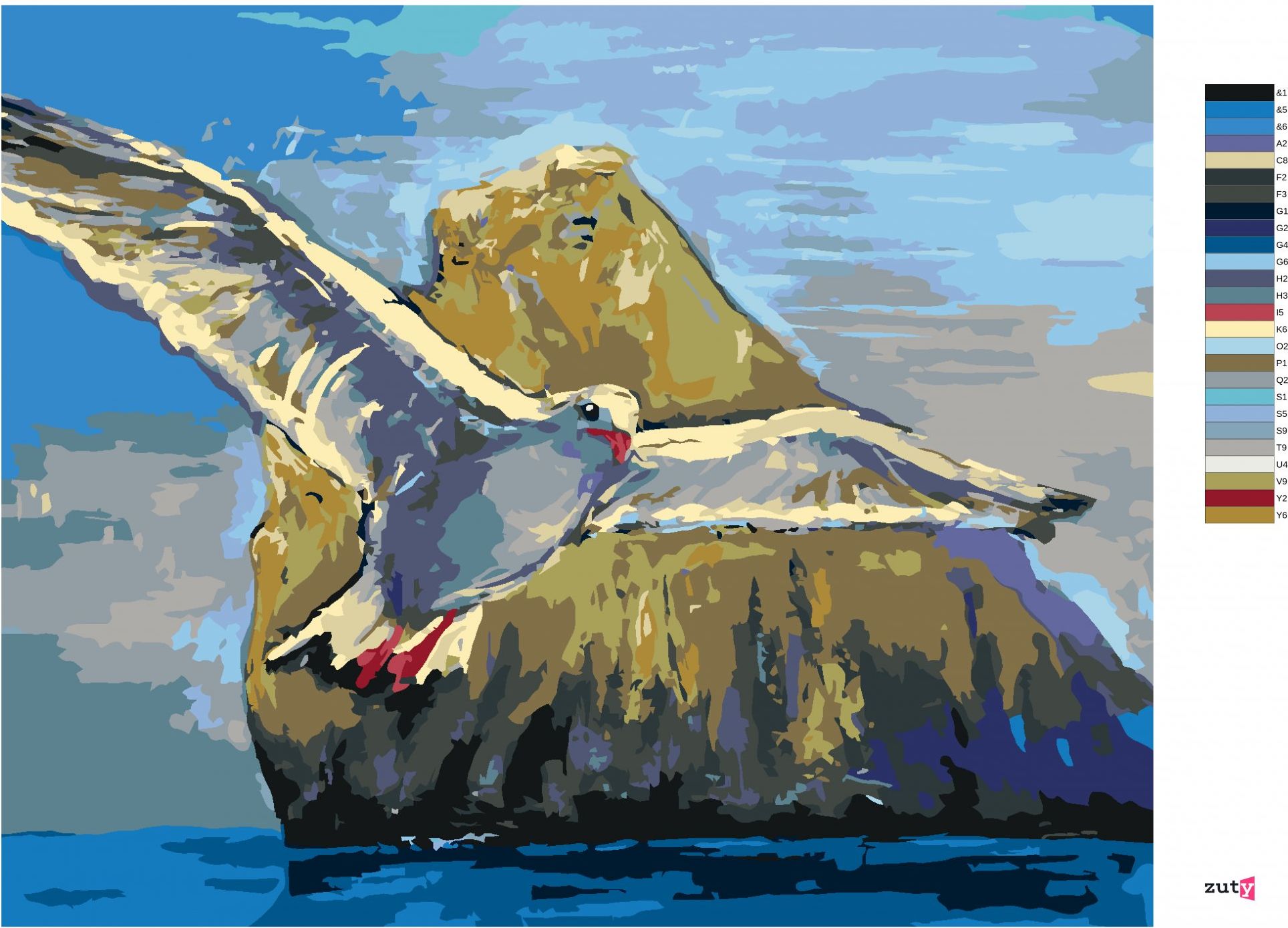 zuty Malování podle čísel - RACEK LETÍCÍ KOLEM KAMENE - Rozměr: 40x50 cm, Rámování: Varianta: vypnuté plátno na rám - obrázek 8