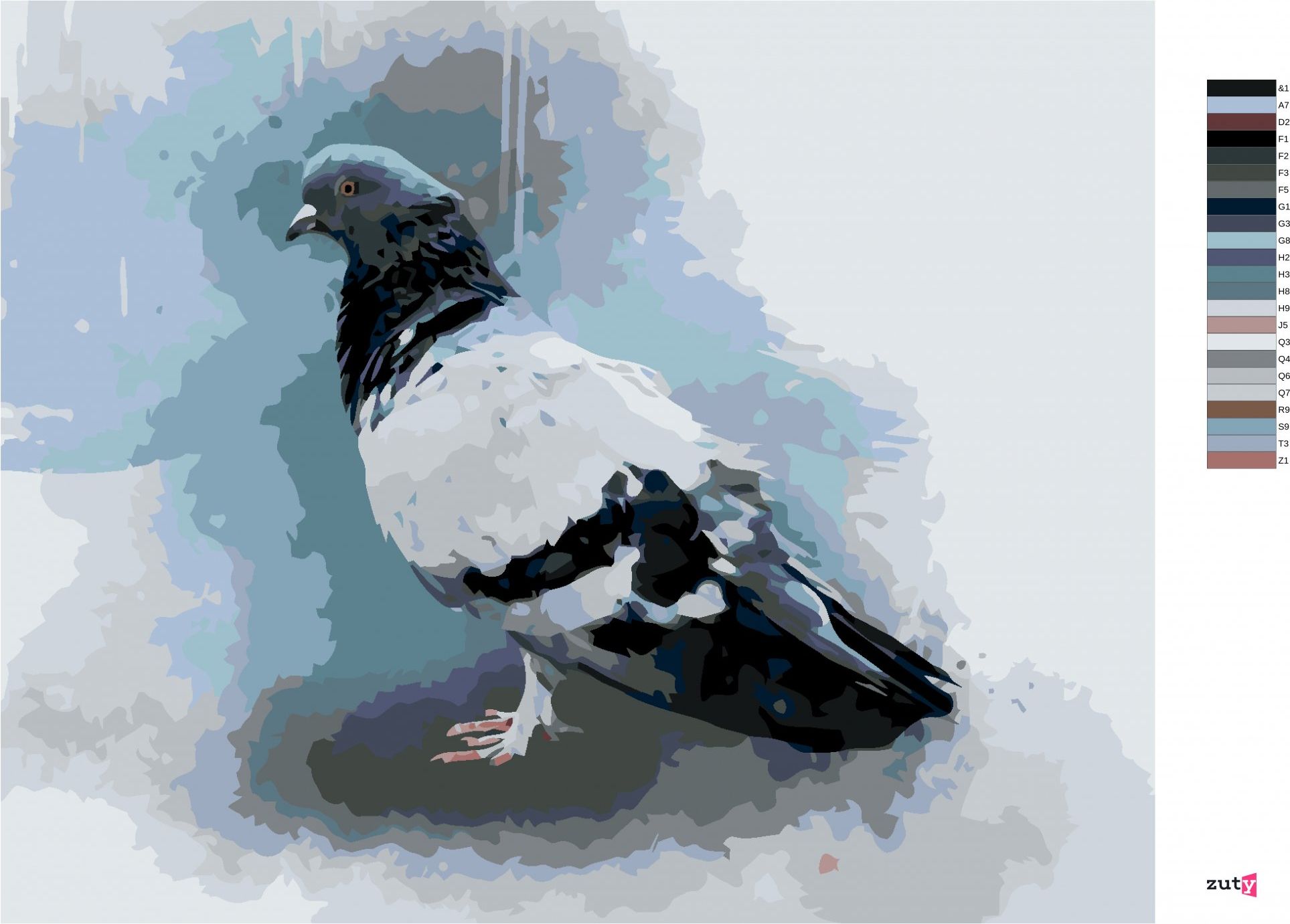 zuty Malování podle čísel - HOLUB - Rozměr: 40x50 cm, Rámování: Varianta: vypnuté plátno na rám - obrázek 3