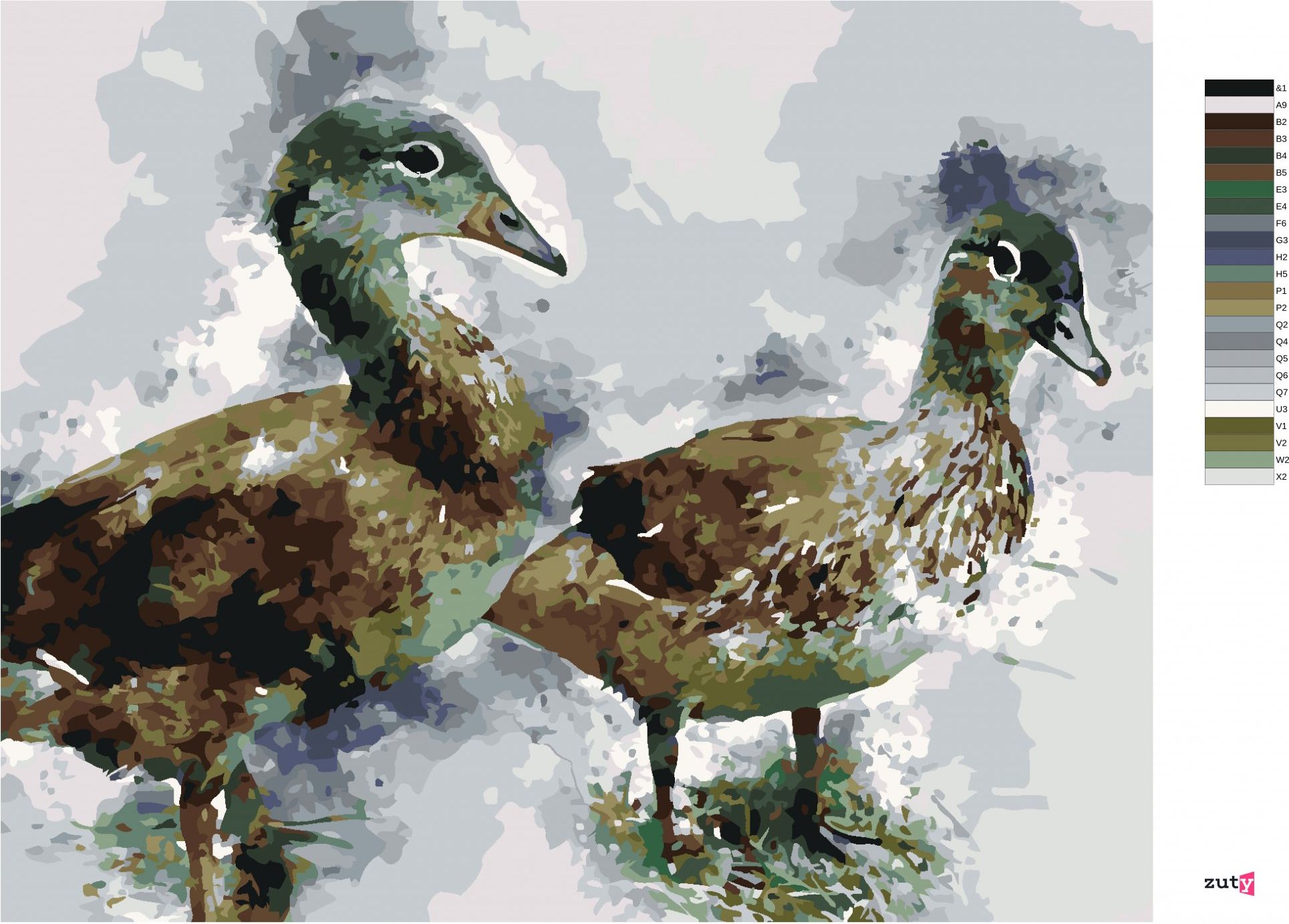 zuty Malování podle čísel - MLADÉ KACHNY - Rozměr: 40x50 cm, Rámování: Varianta: bez rámu a bez vypnutí plátna - obrázek 3
