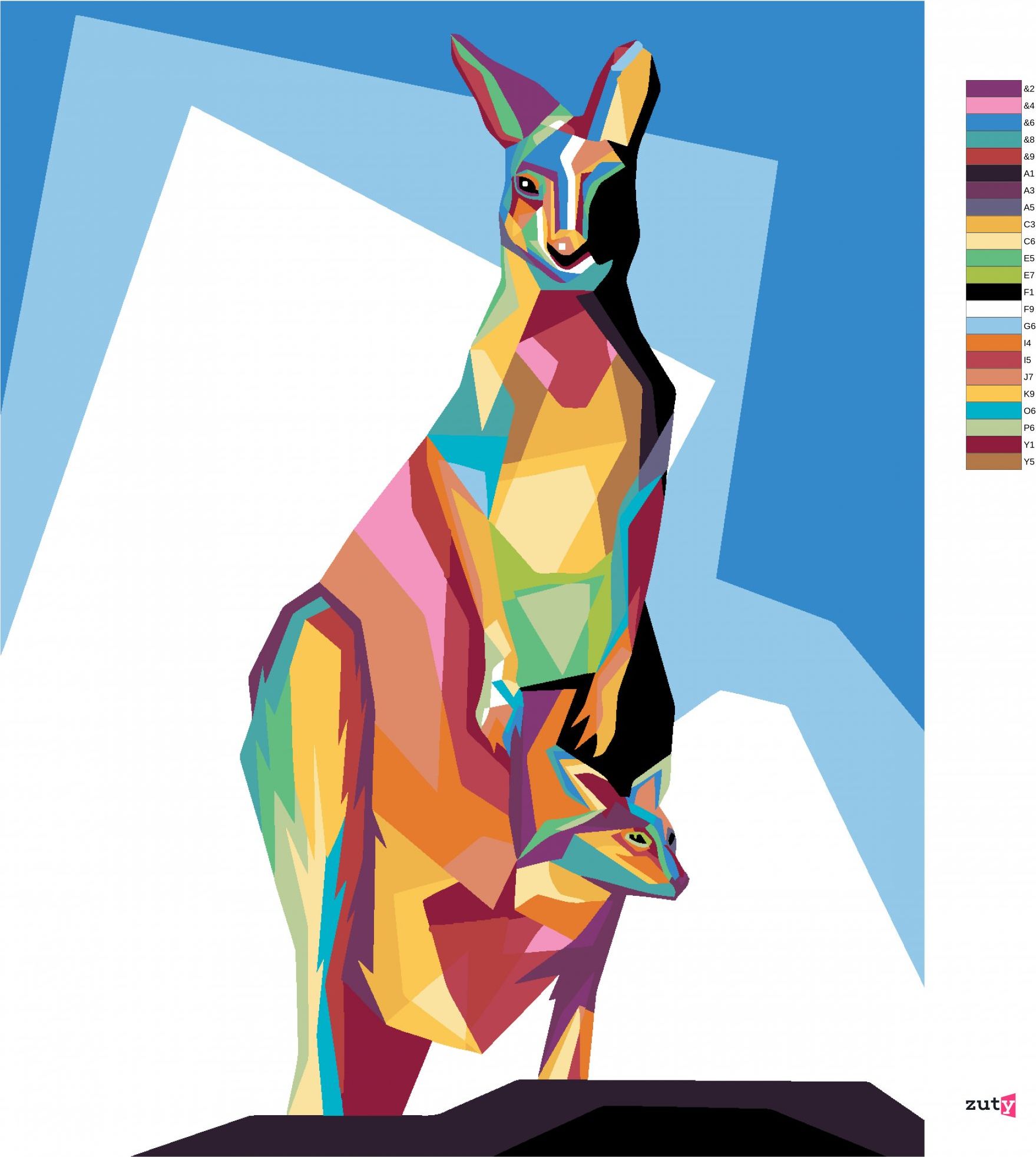 zuty Malování podle čísel - BAREVNÝ KLOKAN - Rozměr: 40x50 cm, Rámování: Varianta: vypnuté plátno na rám - obrázek 2