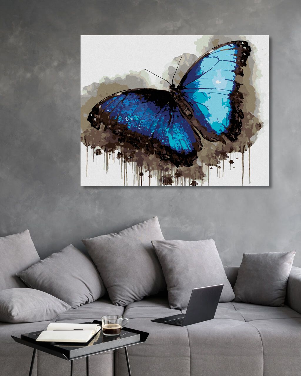 zuty Malování podle čísel - MODROČERNÝ MOTÝL - Rozměr: 40x50 cm, Rámování: Varianta: bez rámu a bez vypnutí plátna - obrázek 4