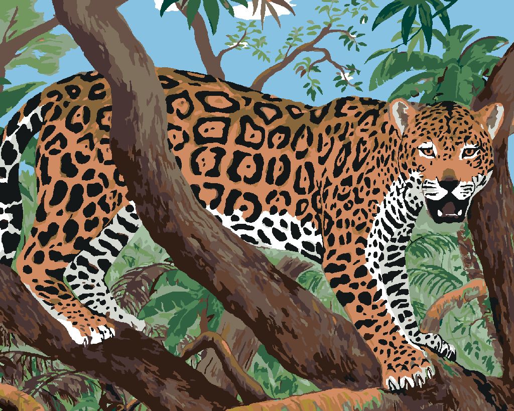zuty Malování podle čísel - JAGUÁR NA VĚTVI - Rozměr: 40x50 cm, Rámování: Varianta: bez rámu a bez vypnutí plátna - obrázek 6