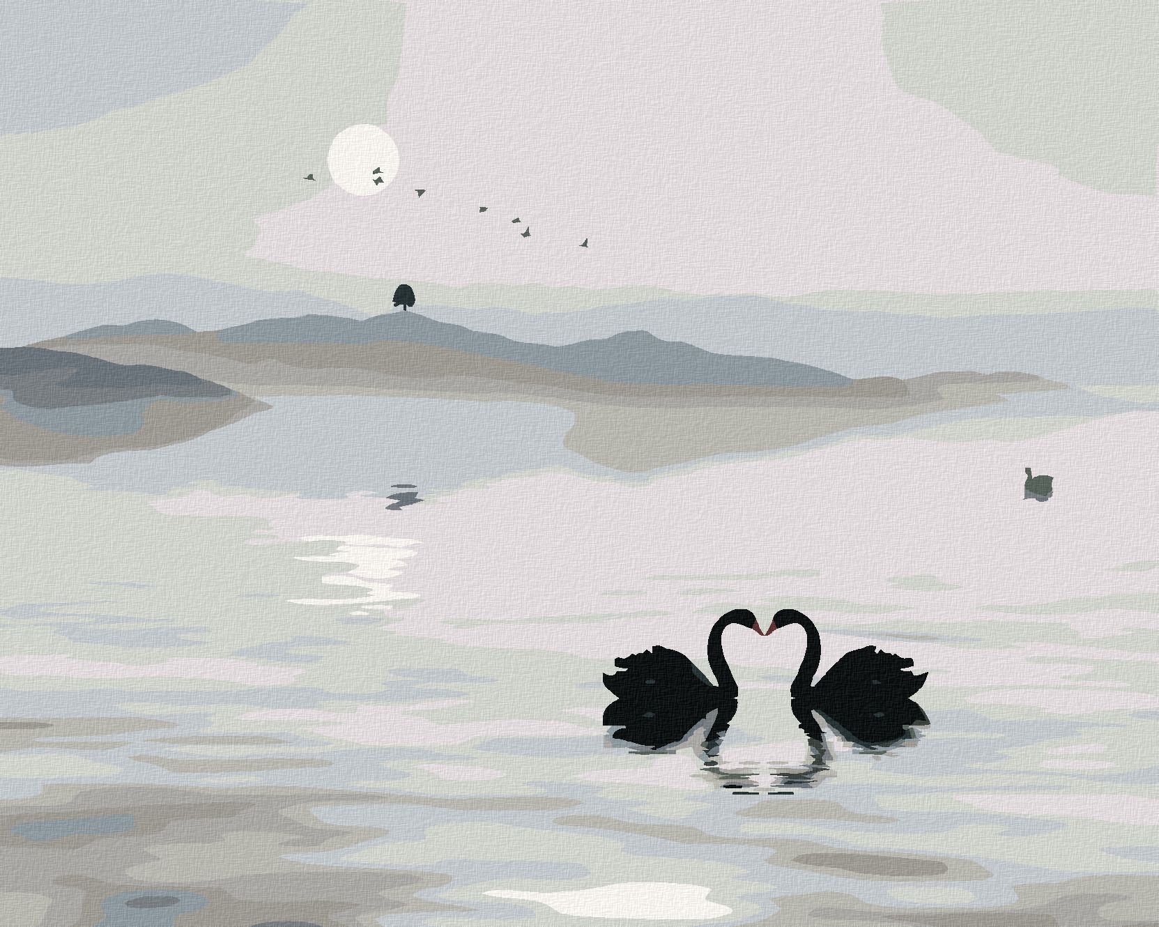 zuty Malování podle čísel - LABUTÍ JEZERO - Rozměr: 40x50 cm, Rámování: Varianta: bez rámu a bez vypnutí plátna - obrázek 1