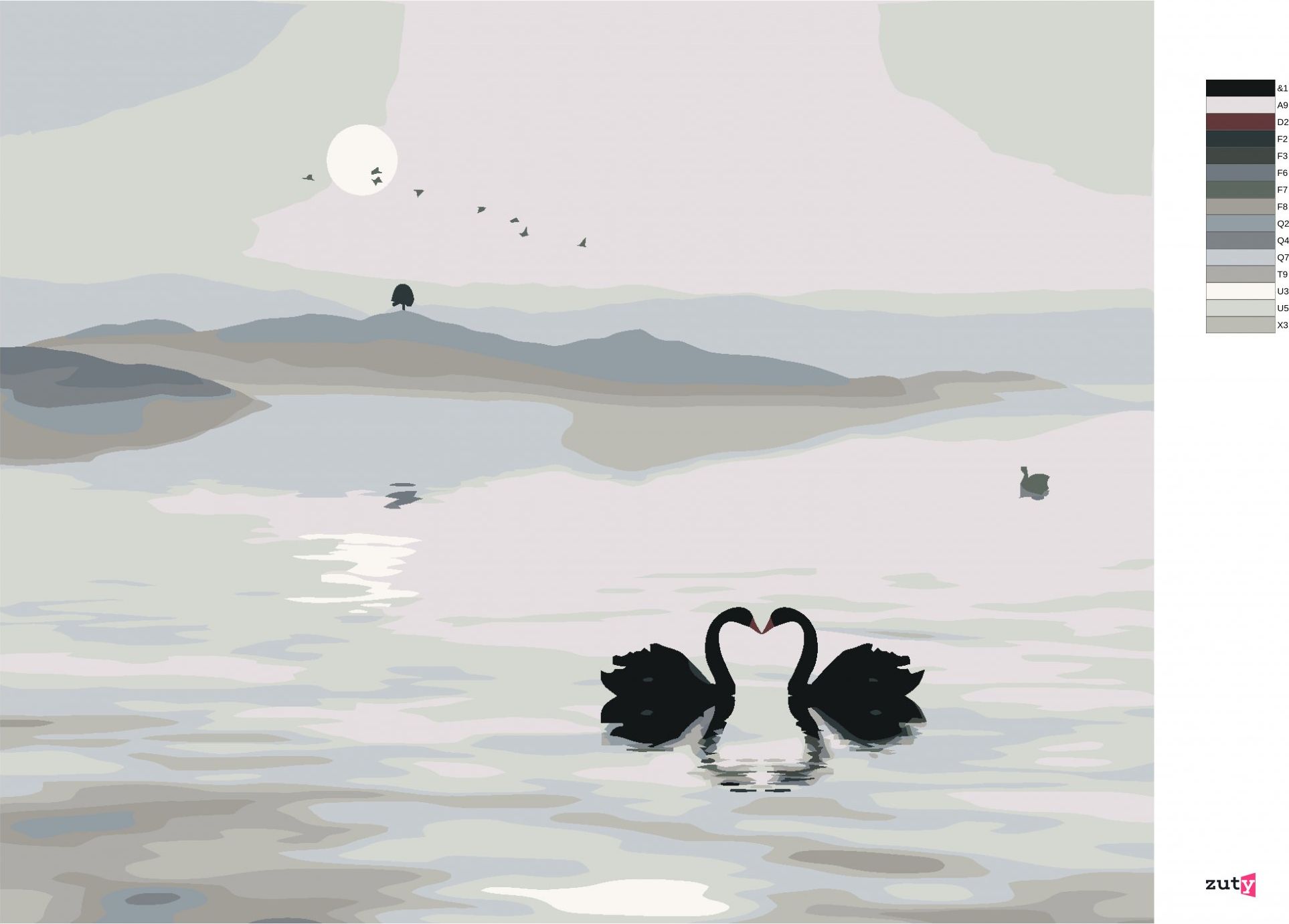 zuty Malování podle čísel - LABUTÍ JEZERO - Rozměr: 40x50 cm, Rámování: Varianta: vypnuté plátno na rám - obrázek 5
