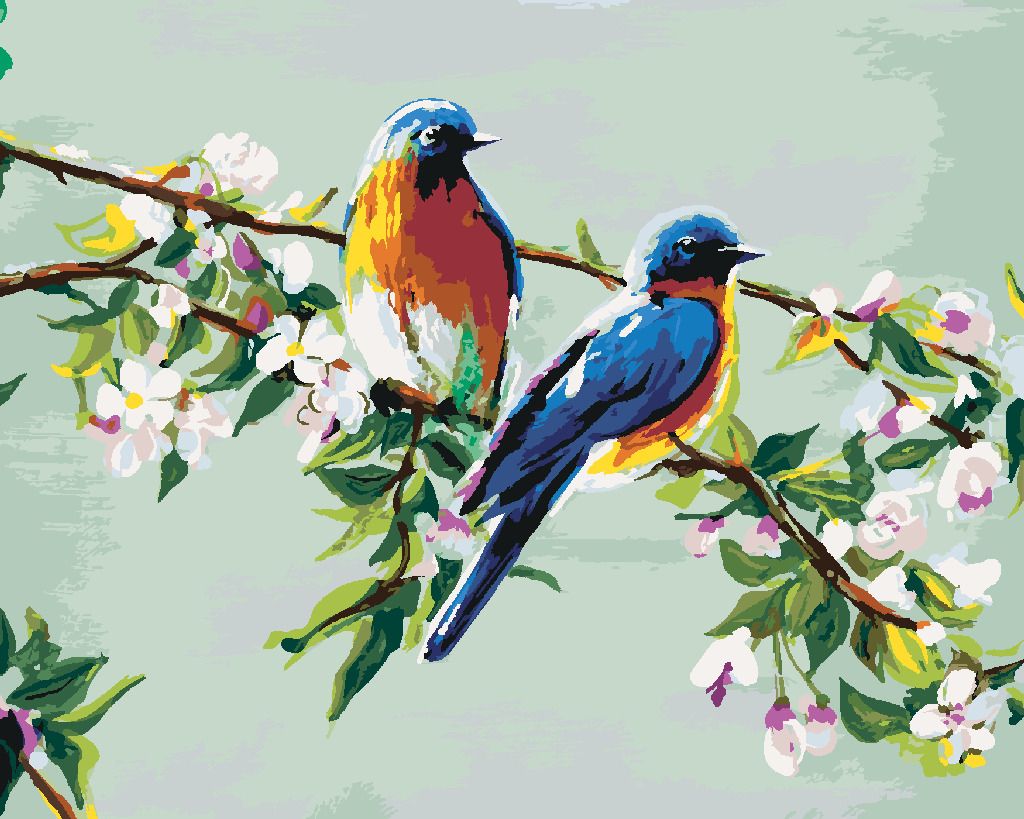 zuty Malování podle čísel - DVA PTÁČCI NA JABLOŇI - Rozměr: 40x50 cm, Rámování: Varianta: vypnuté plátno na rám - obrázek 6