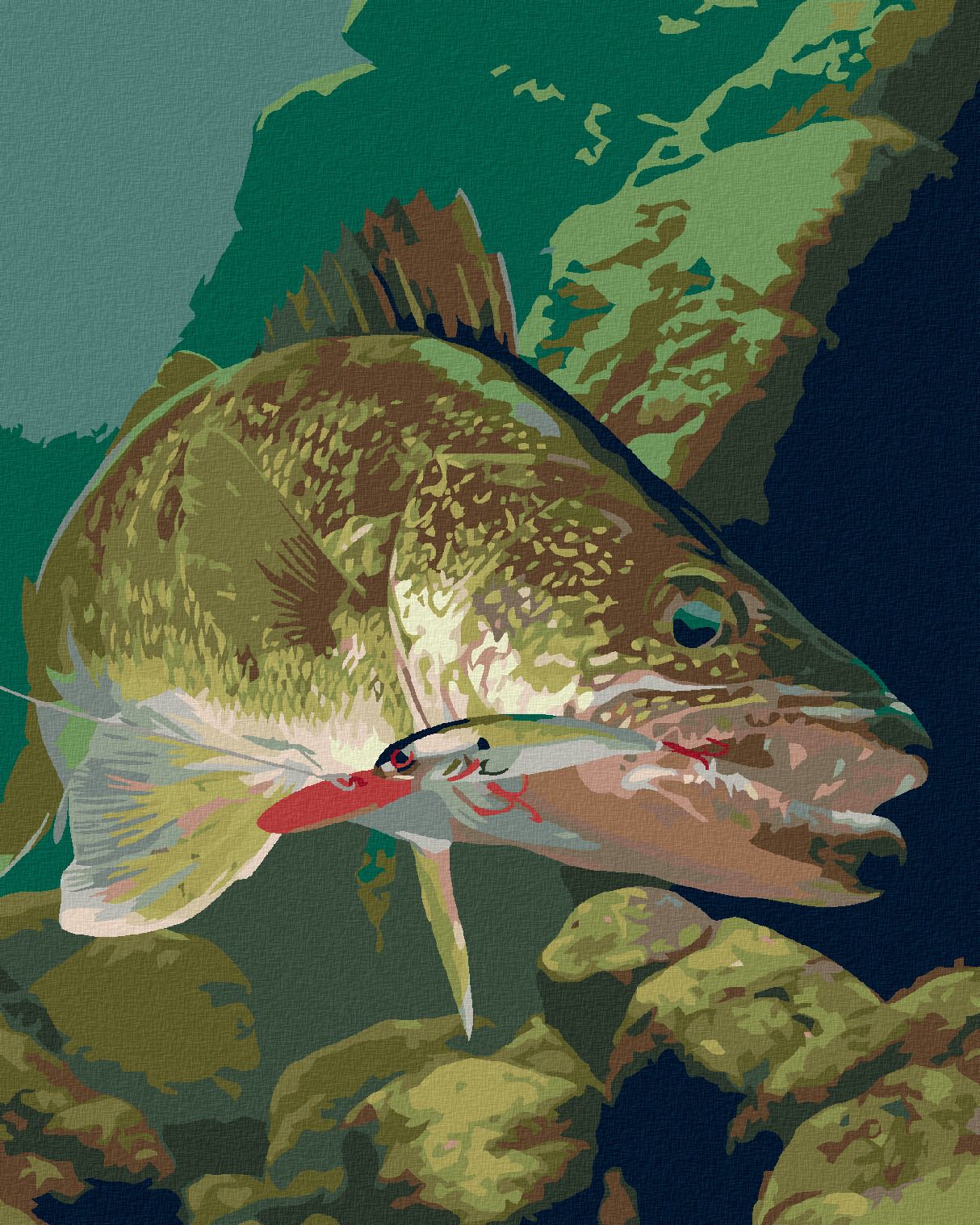 zuty Malování podle čísel - ŠTIKA CHYCENÁ NA HÁČEK (AL AGNEW) - Rozměr: 40x50 cm, Rámování: Varianta: vypnuté plátno na rám - obrázek 1