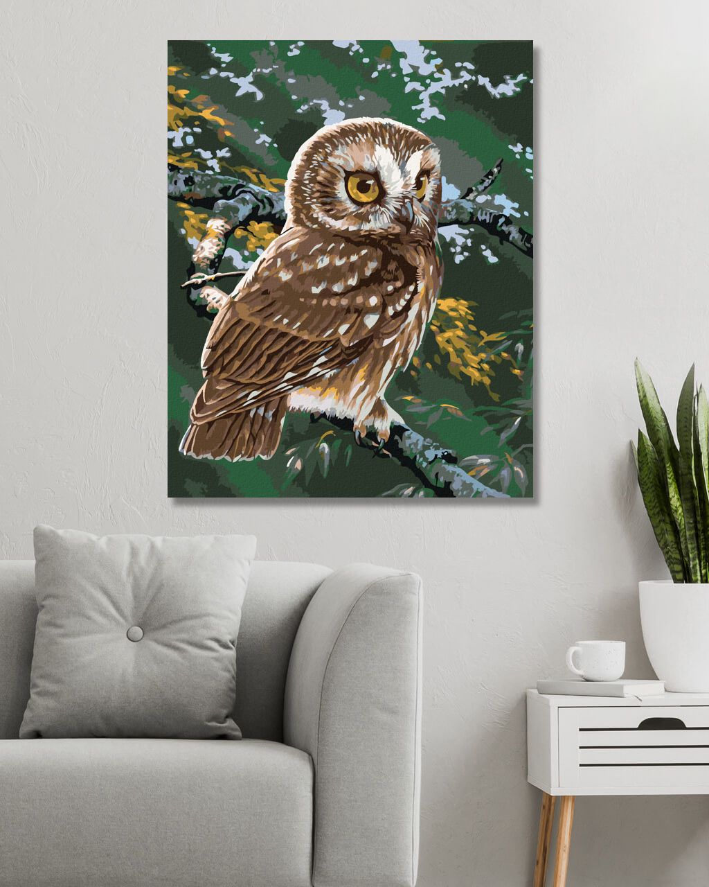 zuty Malování podle čísel - SOVA NA VĚTVI (AL AGNEW) - Rozměr: 40x50 cm, Rámování: Varianta: vypnuté plátno na rám - obrázek 5