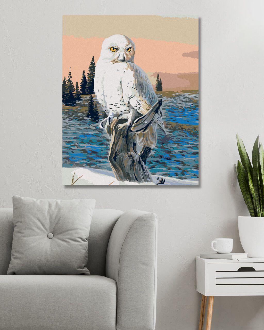 zuty Malování podle čísel - SNĚŽNÁ SOVA NA VĚTVI (AL AGNEW) - Rozměr: 40x50 cm, Rámování: Varianta: vypnuté plátno na rám - obrázek 7