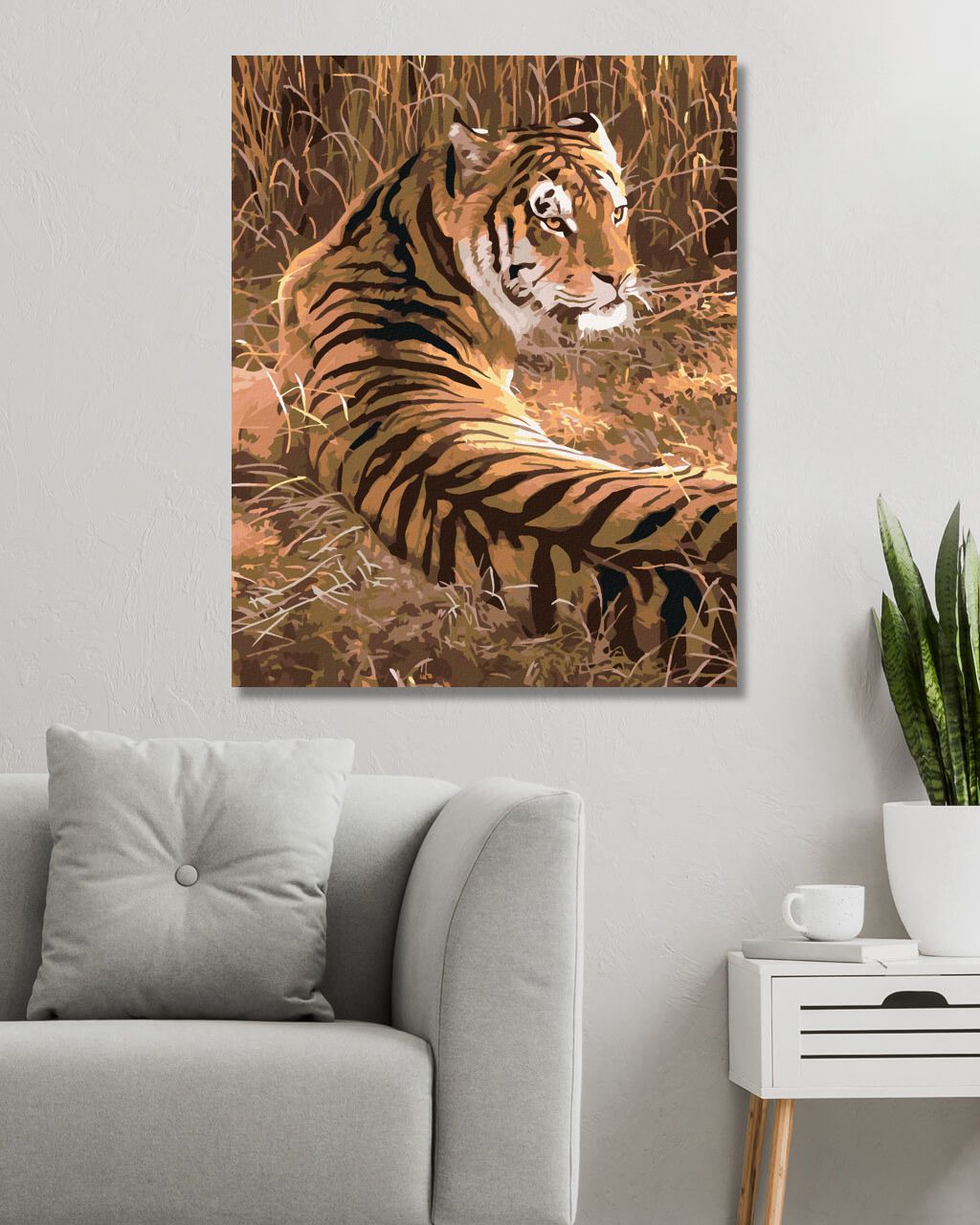 zuty Malování podle čísel - TYGR LEŽÍCÍ V TRÁVĚ (AL AGNEW) - Rozměr: 40x50 cm, Rámování: Varianta: vypnuté plátno na rám - obrázek 9