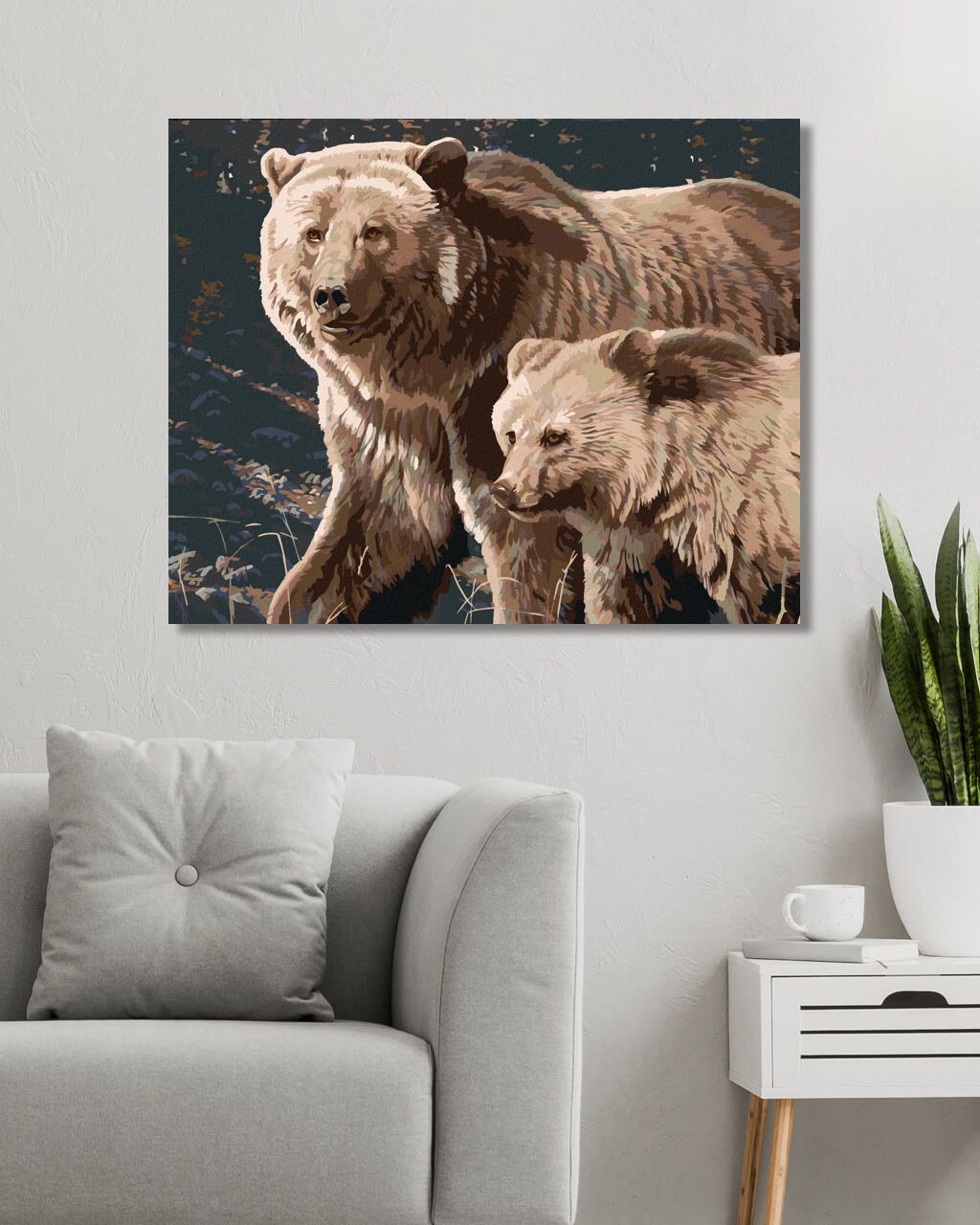 zuty Malování podle čísel - MEDVĚD S MLÁDĚTEM (AL AGNEW) - Rozměr: 40x50 cm, Rámování: Varianta: vypnuté plátno na rám - obrázek 9