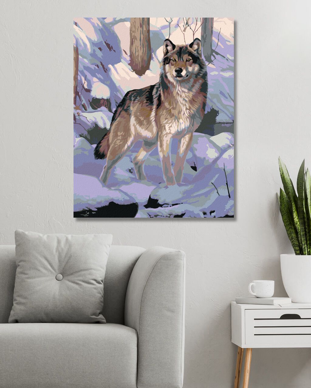 zuty Malování podle čísel - VLK VE SNĚHU (AL AGNEW) - Rozměr: 40x50 cm, Rámování: Varianta: vypnuté plátno na rám - obrázek 10