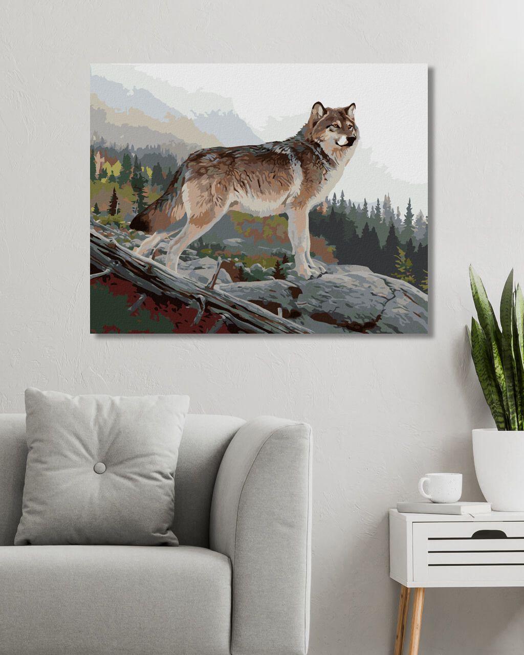 zuty Malování podle čísel - VLK NA SKÁLE, LES A HORY (AL AGNEW) - Rozměr: 40x50 cm, Rámování: Varianta: vypnuté plátno na rám - obrázek 9