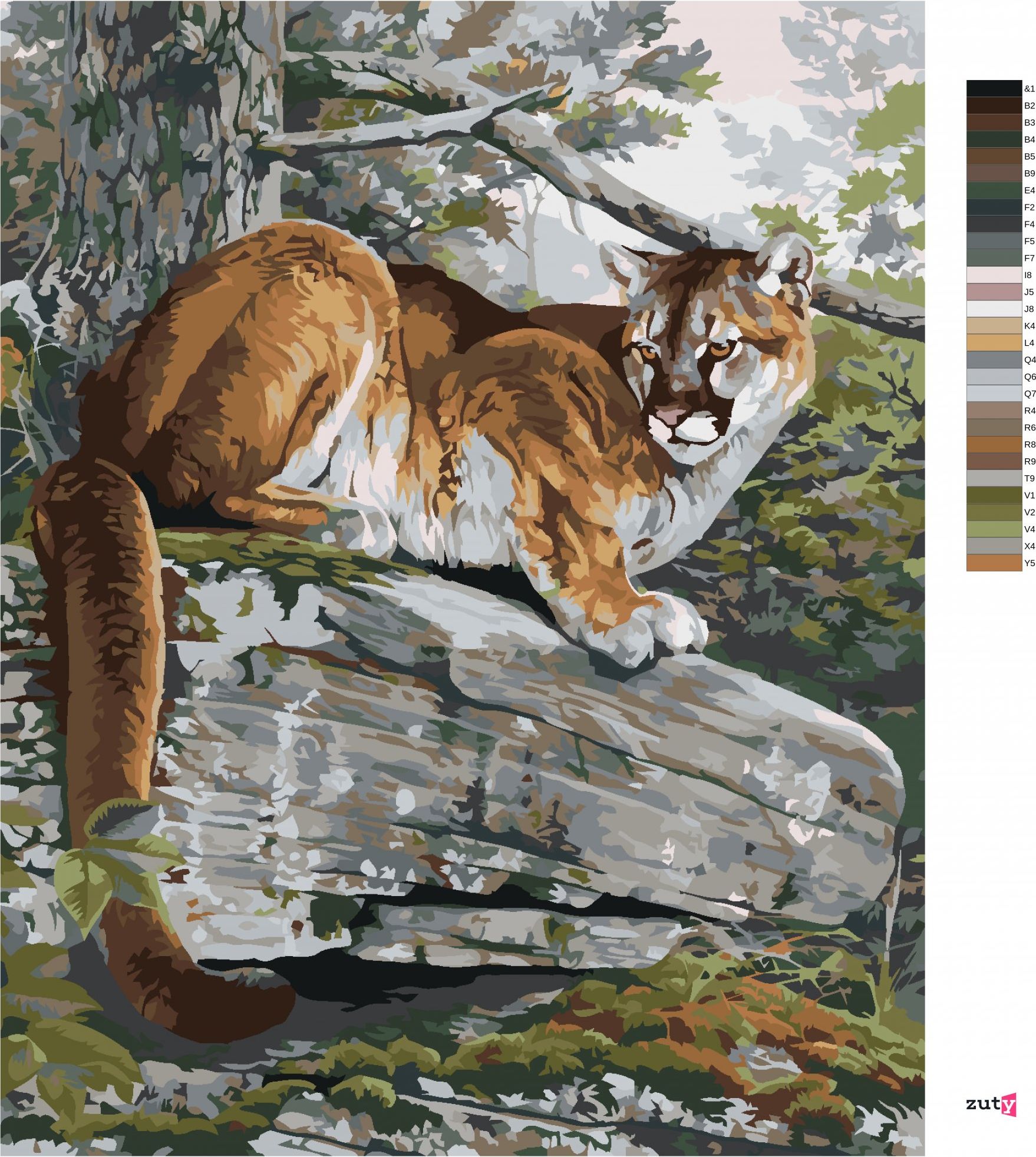 zuty Malování podle čísel - PUMA NA SKÁLE (AL AGNEW) - Rozměr: 40x50 cm, Rámování: Varianta: vypnuté plátno na rám - obrázek 5