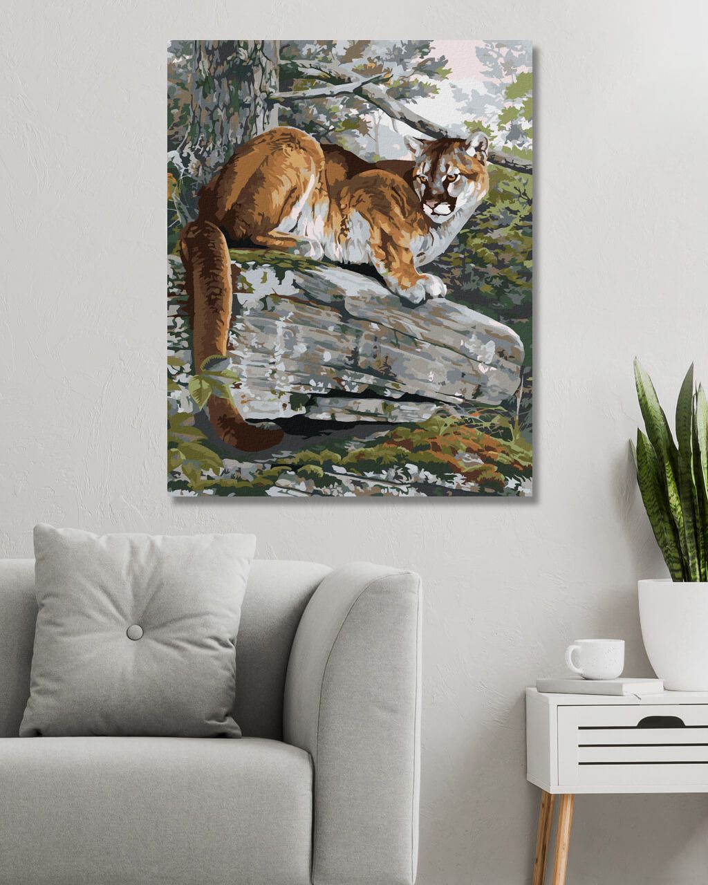 zuty Malování podle čísel - PUMA NA SKÁLE (AL AGNEW) - Rozměr: 40x50 cm, Rámování: Varianta: vypnuté plátno na rám - obrázek 6