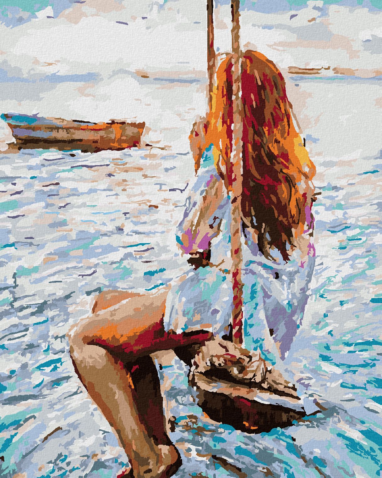 zuty Malování podle čísel - DÍVKA NA DŘEVĚNÉ HOUPAČCE - Rozměr: 40x50 cm, Rámování: Varianta: bez rámu a bez vypnutí plátna - obrázek 1