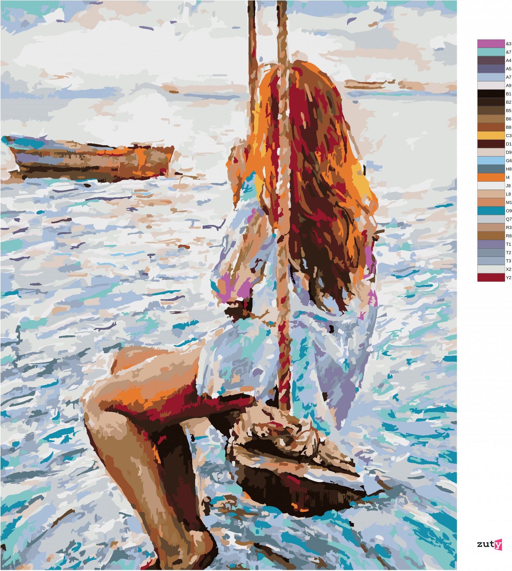 zuty Malování podle čísel - DÍVKA NA DŘEVĚNÉ HOUPAČCE - Rozměr: 40x50 cm, Rámování: Varianta: bez rámu a bez vypnutí plátna - obrázek 7