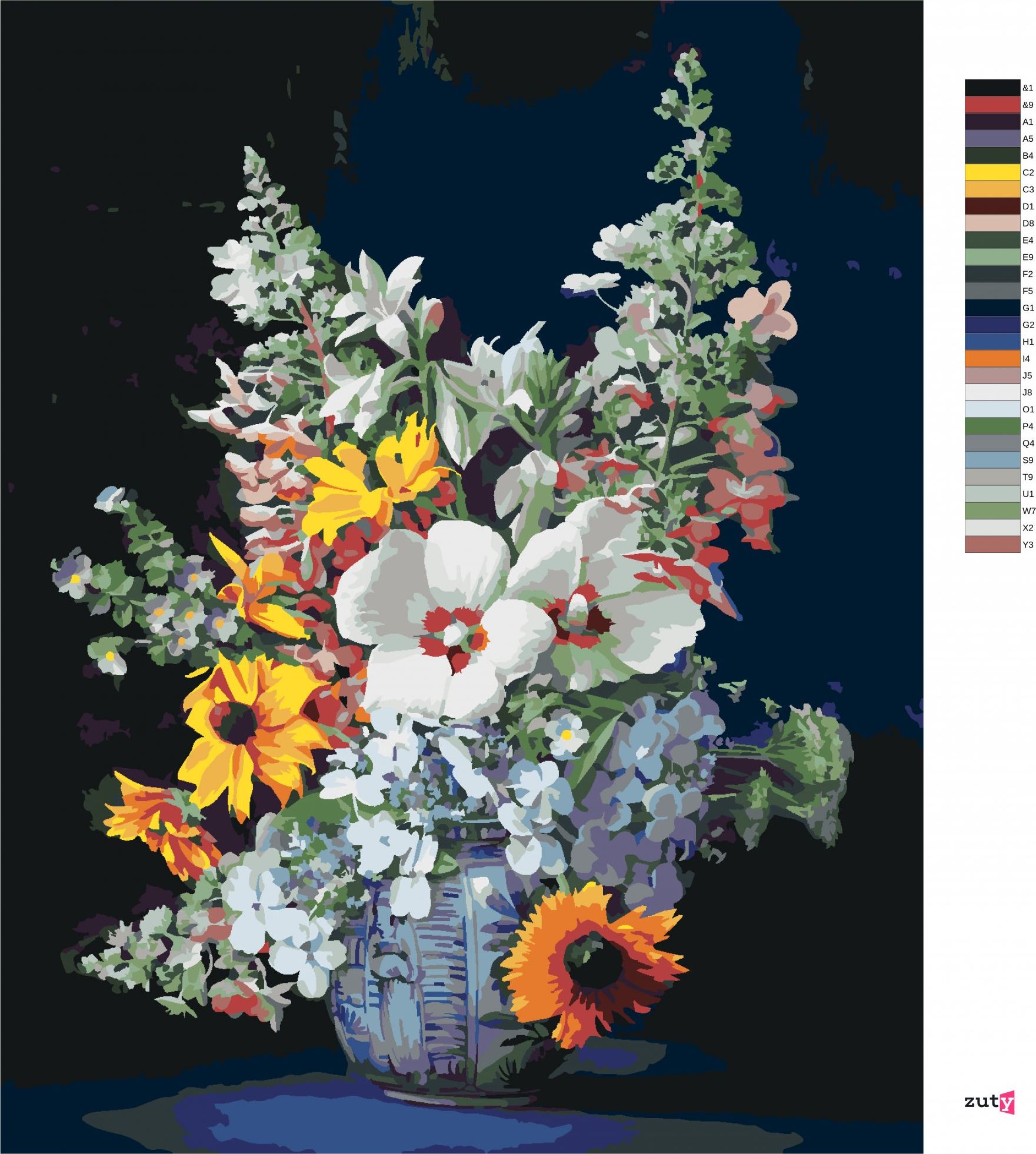 zuty Malování podle čísel - ZÁTIŠÍ HORTENZIE V KERAMICKÉ VÁZE (PIETER WAGEMANS) - Rozměr: 40x50 cm, Rámování: Varianta: bez rámu a bez vypnutí plátna - obrázek 7