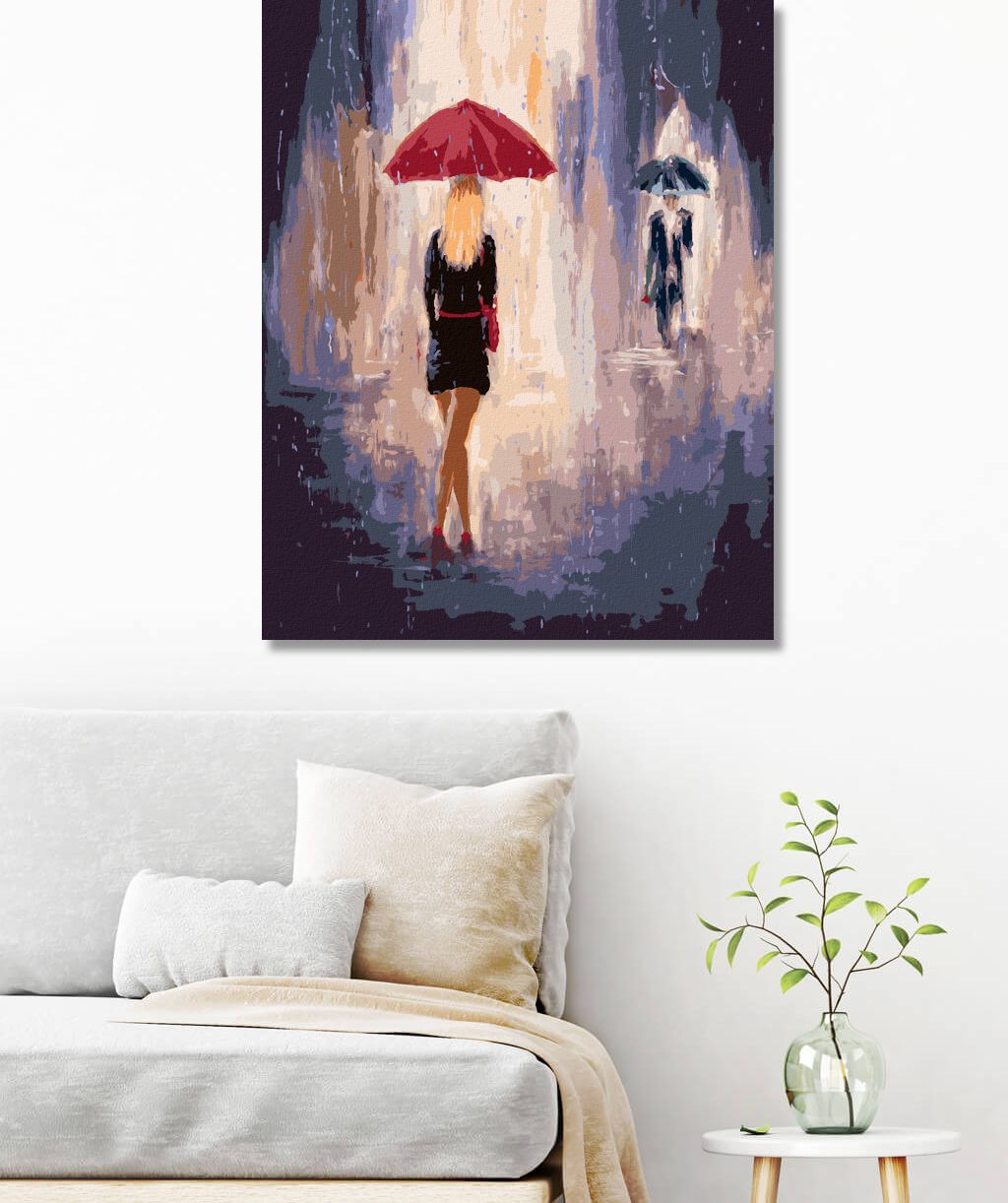 zuty Malování podle čísel - ŽENA S MUŽEM S DEŠTNÍKY - Rozměr: 40x50 cm, Rámování: Varianta: bez rámu a bez vypnutí plátna - obrázek 4