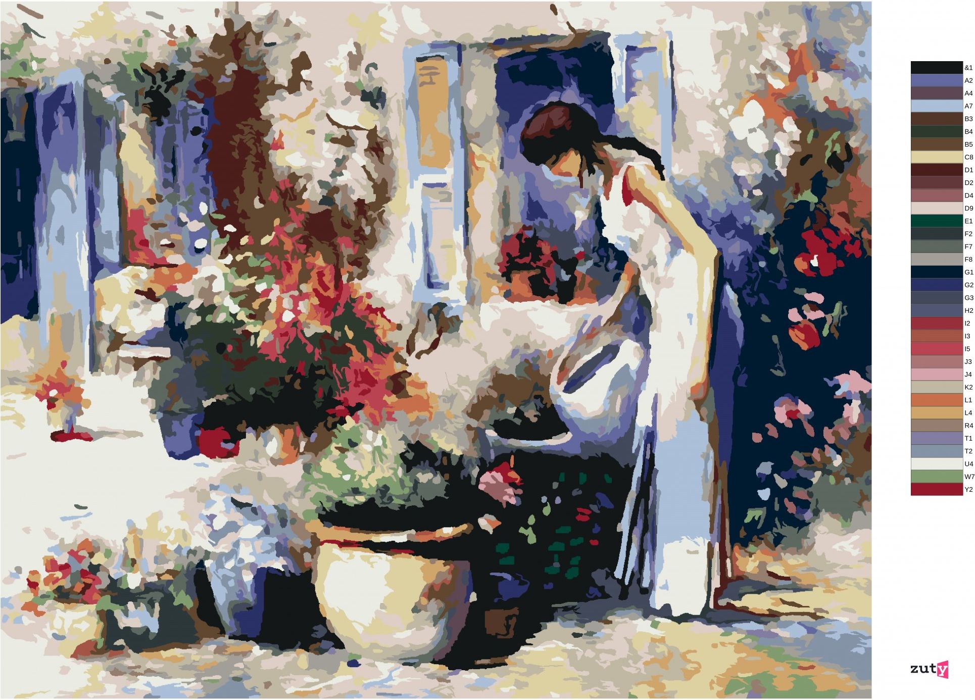 zuty Malování podle čísel - DÍVKA ZALÉVAJÍCÍ KVĚTINY - Rozměr: 40x50 cm, Rámování: Varianta: bez rámu a bez vypnutí plátna - obrázek 10