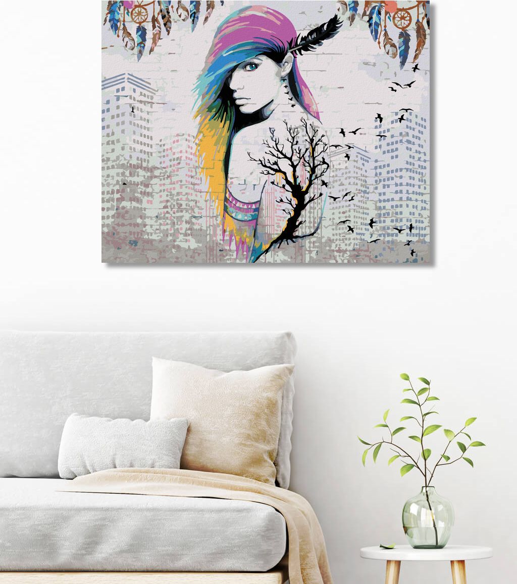 zuty Malování podle čísel - ŽENA S BAREVNÝMI VLASY - Rozměr: 40x50 cm, Rámování: Varianta: vypnuté plátno na rám - obrázek 6