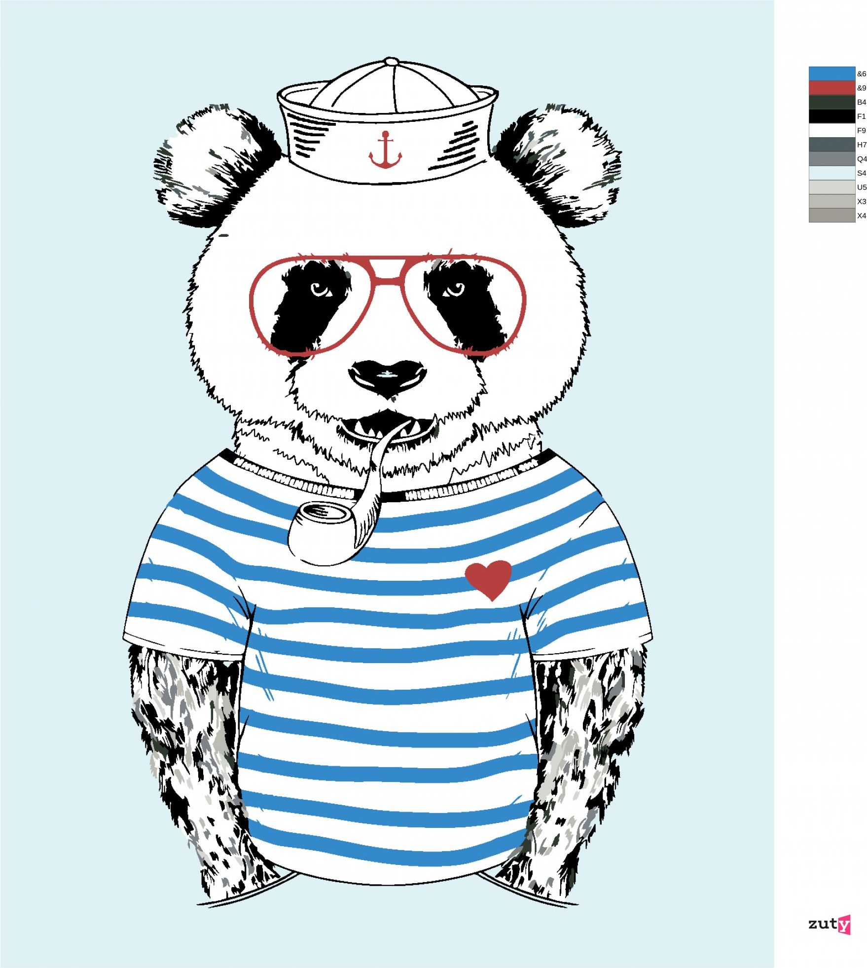 zuty Malování podle čísel - NÁMOŘNÍK PANDA - Rozměr: 40x50 cm, Rámování: Varianta: bez rámu a bez vypnutí plátna - obrázek 8