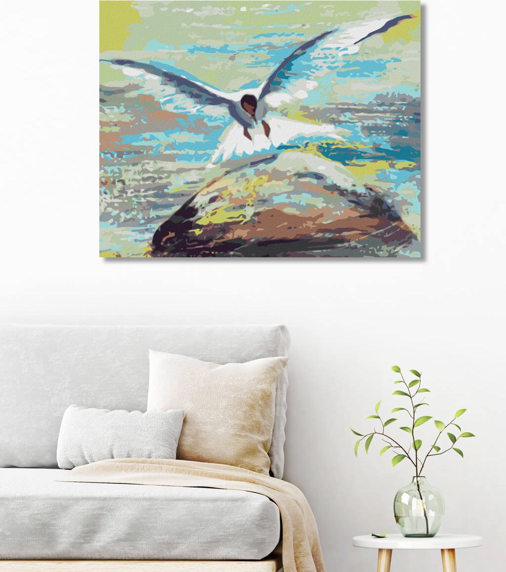 zuty Malování podle čísel - RACEK LETÍCÍ NAD KAMENEM - Rozměr: 40x50 cm, Rámování: Varianta: bez rámu a bez vypnutí plátna - obrázek 7