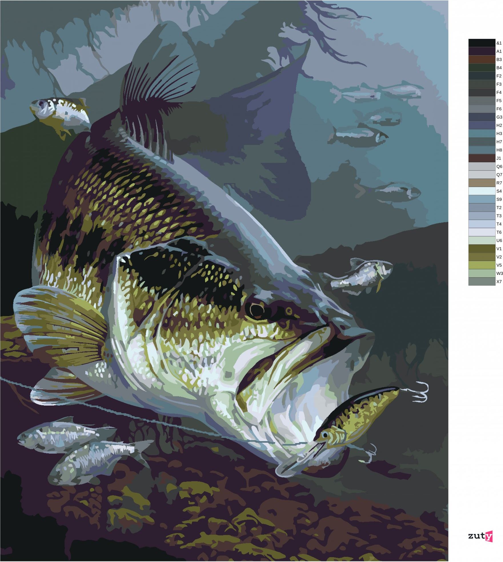 zuty Malování podle čísel - OKOUNEK PSTRUHOVÝ NA HÁČKU (AL AGNEW) - Rozměr: 40x50 cm, Rámování: Varianta: bez rámu a bez vypnutí plátna - obrázek 8