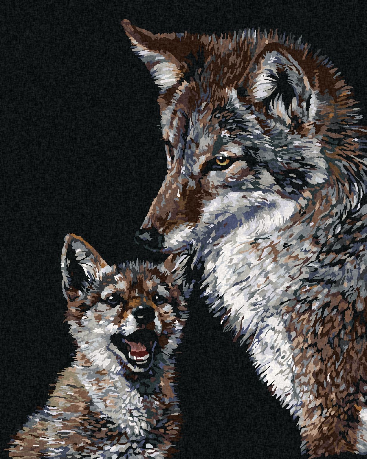 zuty Malování podle čísel - KOJOT A MLÁDĚ (AL AGNEW) - Rozměr: 40x50 cm, Rámování: Varianta: bez rámu a bez vypnutí plátna - obrázek 1