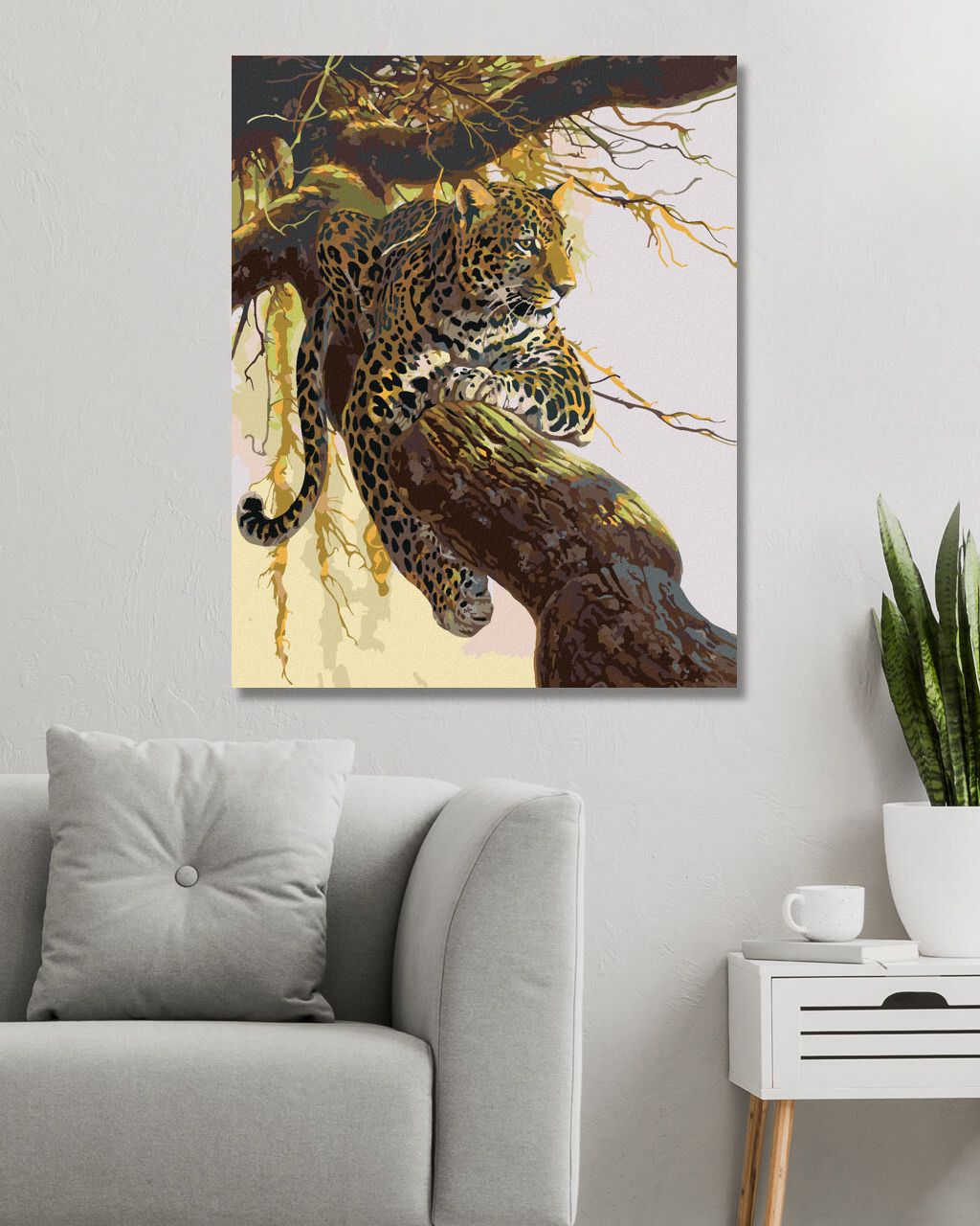 zuty Malování podle čísel - LEVHART LEŽÍCÍ NA VĚTVI (AL AGNEW) - Rozměr: 40x50 cm, Rámování: Varianta: bez rámu a bez vypnutí plátna - obrázek 8