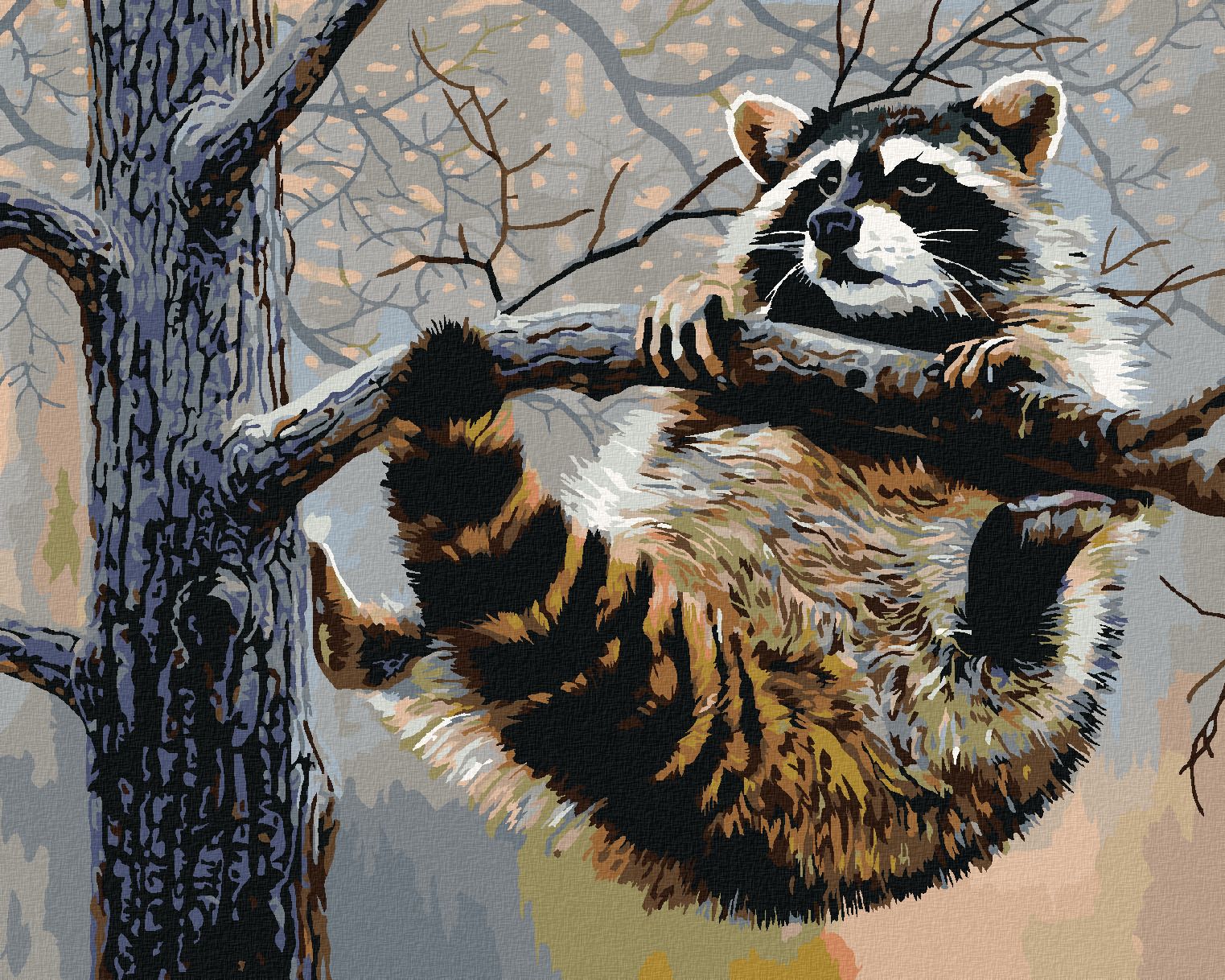 zuty Malování podle čísel - MÝVAL VISÍCÍ NA VĚTVI (AL AGNEW) - Rozměr: 40x50 cm, Rámování: Varianta: bez rámu a bez vypnutí plátna - obrázek 1
