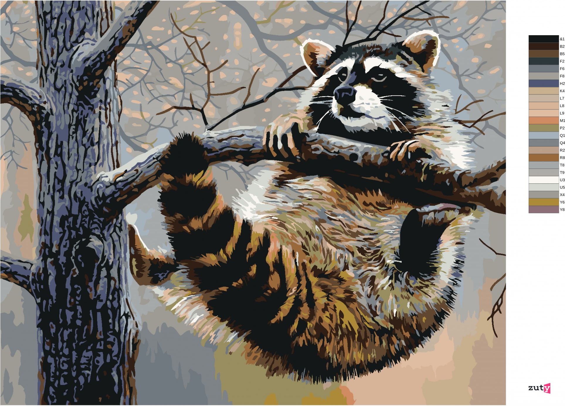 zuty Malování podle čísel - MÝVAL VISÍCÍ NA VĚTVI (AL AGNEW) - Rozměr: 40x50 cm, Rámování: Varianta: bez rámu a bez vypnutí plátna - obrázek 4
