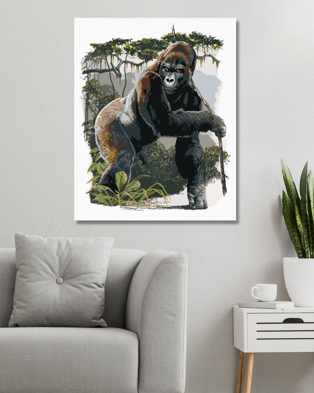 zuty Malování podle čísel - GORILA V DŽUNGLI (AL AGNEW) - Rozměr: 40x50 cm, Rámování: Varianta: bez rámu a bez vypnutí plátna - obrázek 3