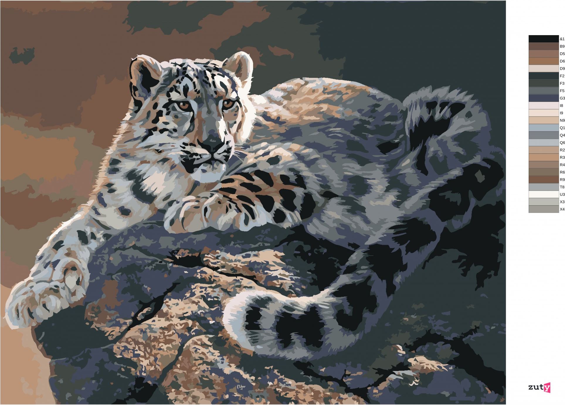 zuty Malování podle čísel - IRBIS HLEDÍCÍ ZE SKÁLY (AL AGNEW) - Rozměr: 40x50 cm, Rámování: Varianta: bez rámu a bez vypnutí plátna - obrázek 4