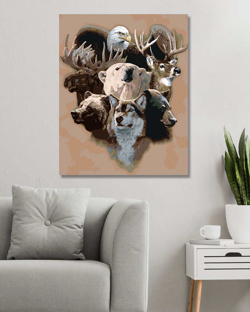 zuty Malování podle čísel - VLK, MEDVĚD, LOS, JELEN A OREL (AL AGNEW) - Rozměr: 40x50 cm, Rámování: Varianta: bez rámu a bez vypnutí plátna - obrázek 4
