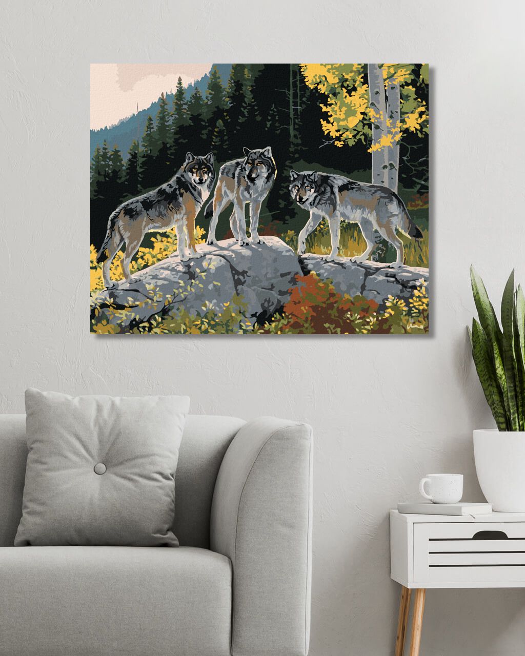 zuty Malování podle čísel - VLCI NA BALVANU A LES (AL AGNEW) - Rozměr: 40x50 cm, Rámování: Varianta: bez rámu a bez vypnutí plátna - obrázek 2