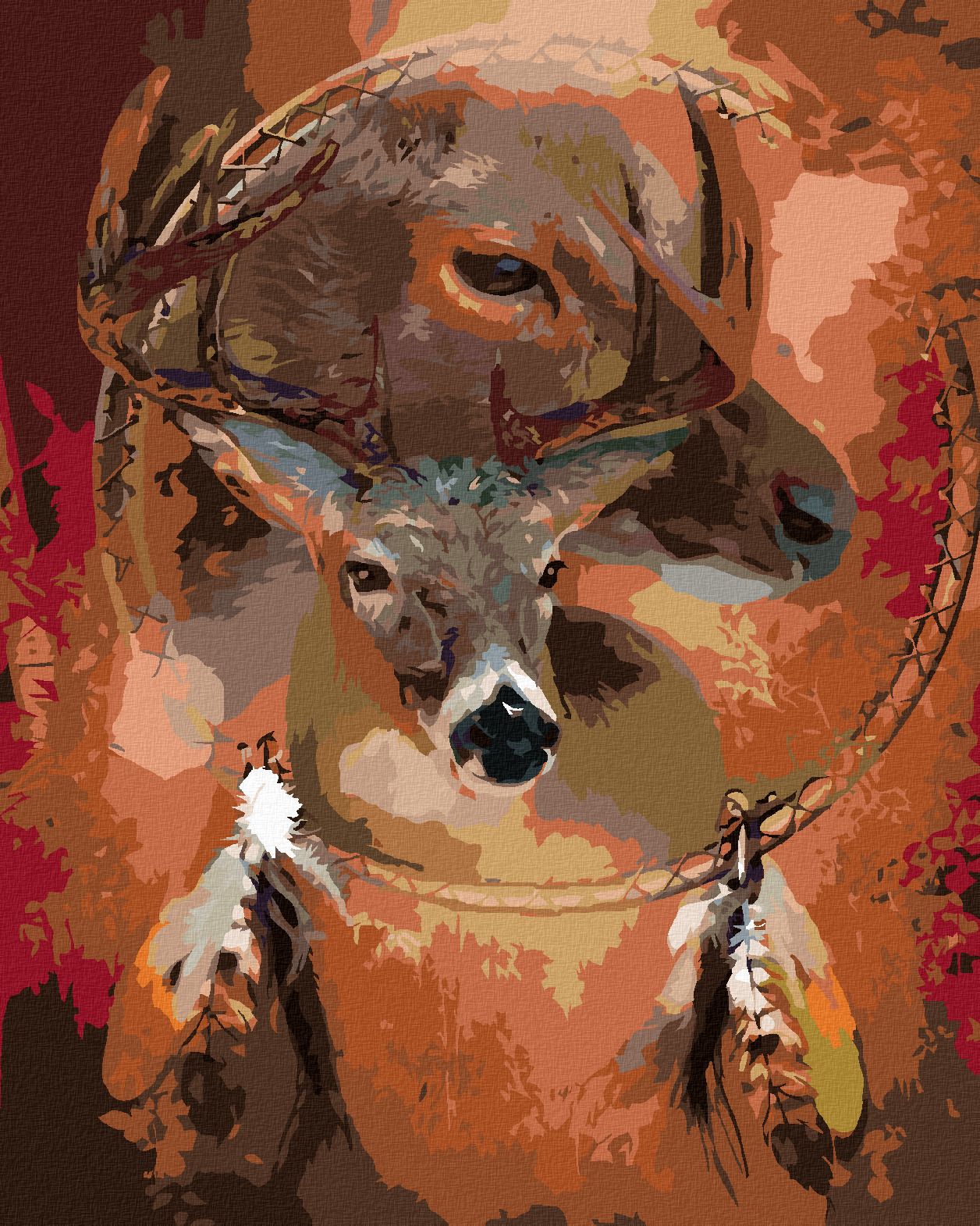 zuty Malování podle čísel - JELEN A LAPAČ SNŮ (CAROL CAVALARIS) - Rozměr: 40x50 cm, Rámování: Varianta: vypnuté plátno na rám - obrázek 1