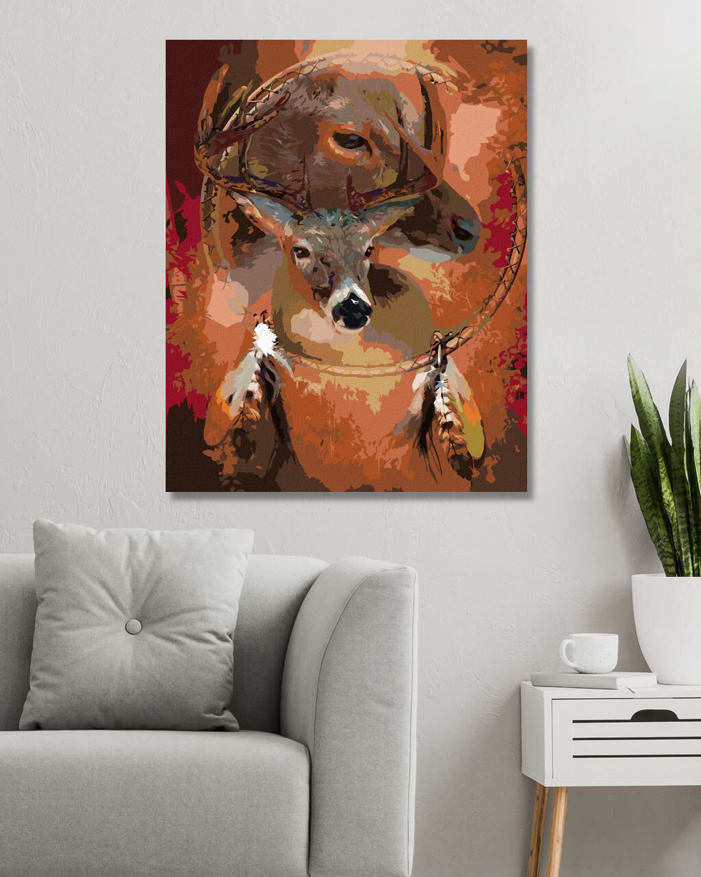 zuty Malování podle čísel - JELEN A LAPAČ SNŮ (CAROL CAVALARIS) - Rozměr: 40x50 cm, Rámování: Varianta: vypnuté plátno na rám - obrázek 5