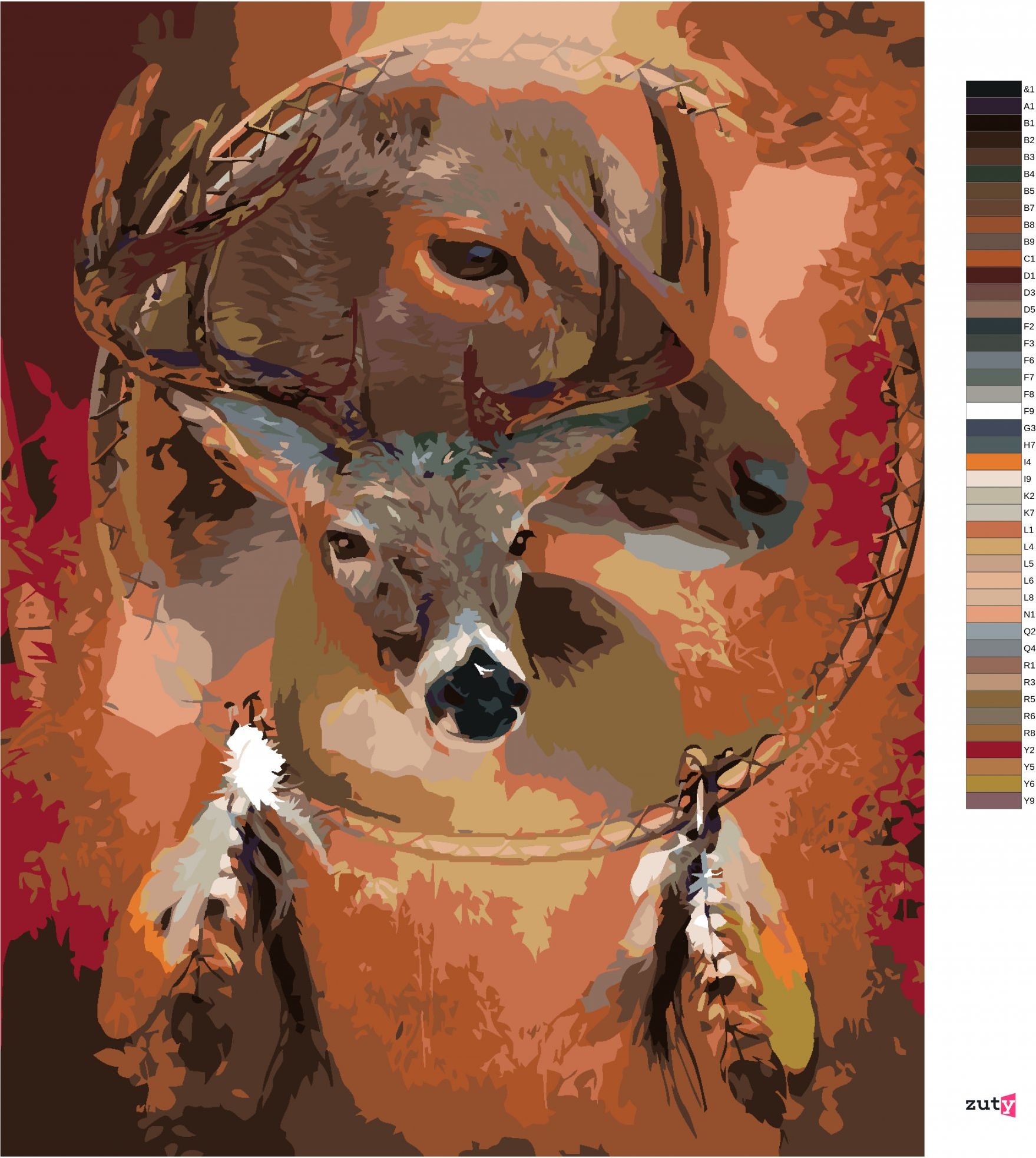 zuty Malování podle čísel - JELEN A LAPAČ SNŮ (CAROL CAVALARIS) - Rozměr: 40x50 cm, Rámování: Varianta: vypnuté plátno na rám - obrázek 7