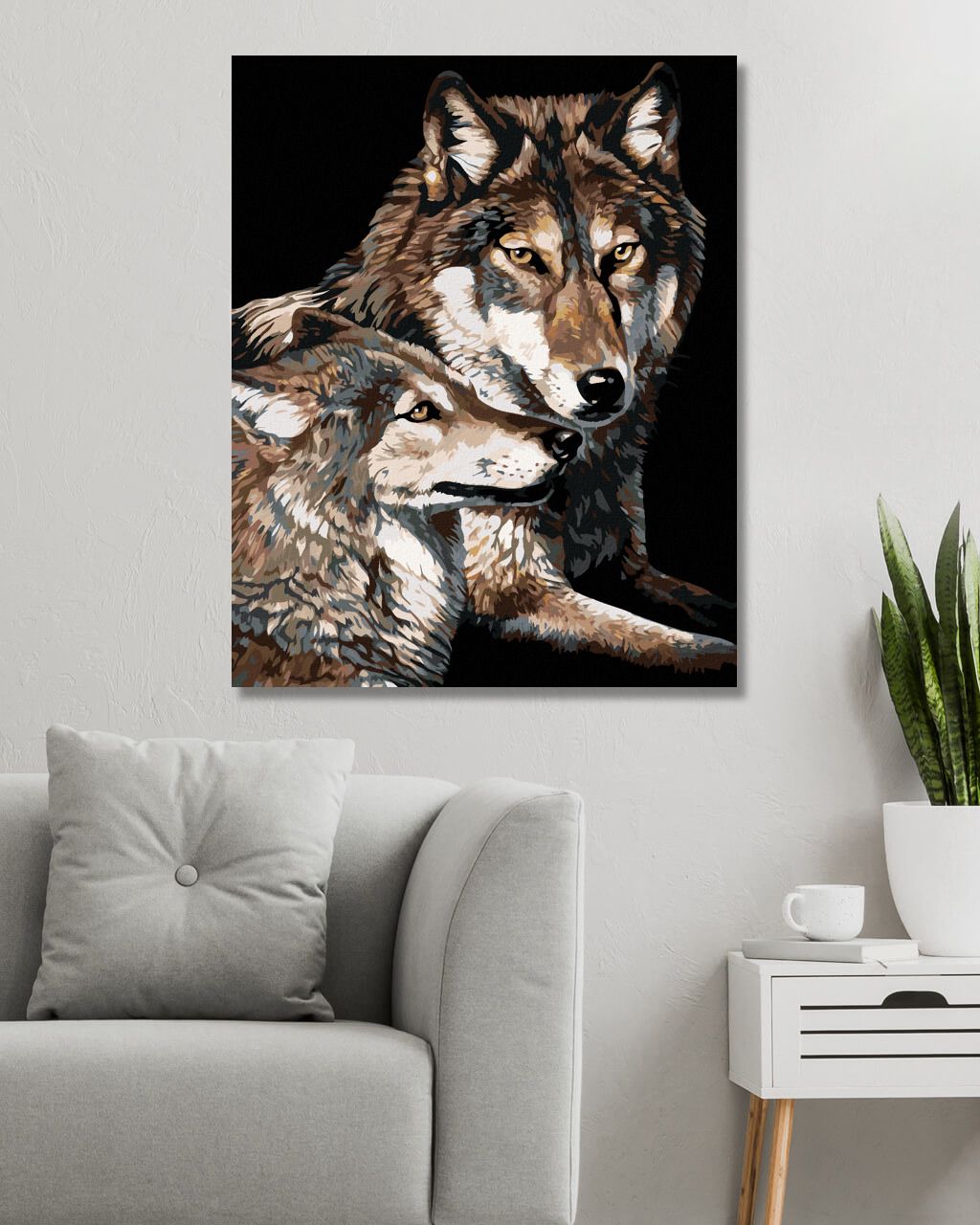 zuty Malování podle čísel - PÁR VLKŮ (AL AGNEW) - Rozměr: 40x50 cm, Rámování: Varianta: vypnuté plátno na rám - obrázek 5