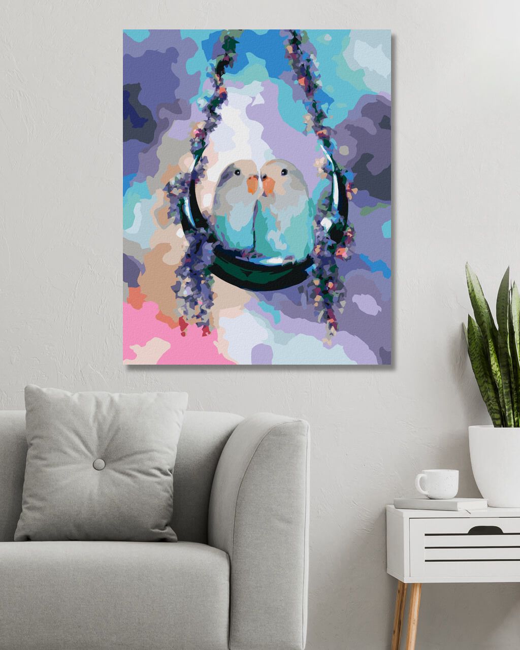 zuty Malování podle čísel - PAPOUŠEK AGAPORNIS NA HOUPAČCE (CAROL CAVALARIS) - Rozměr: 40x50 cm, Rámování: Varianta: bez rámu a bez vypnutí plátna - obrázek 10